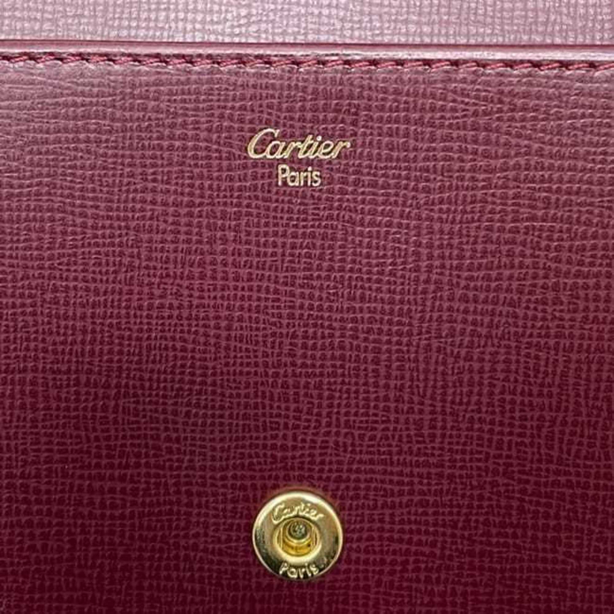 Cartier Bordeaux Wine Red Leather Wallet (Bi-Fold) (Pre-Owned)