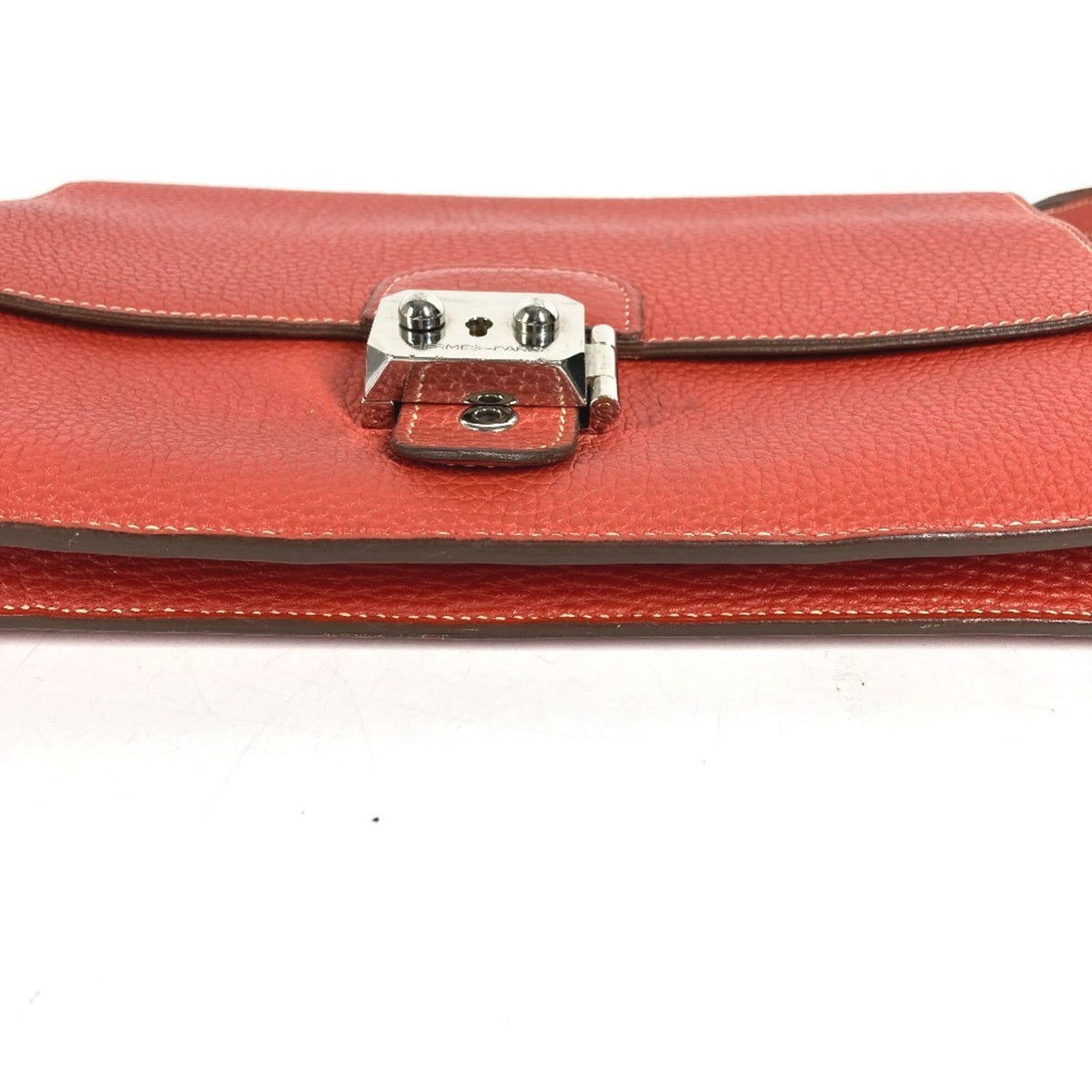 Hermes Brown Leather Clutch Bag Handbag Pochette Pouch (Pre-Owned)