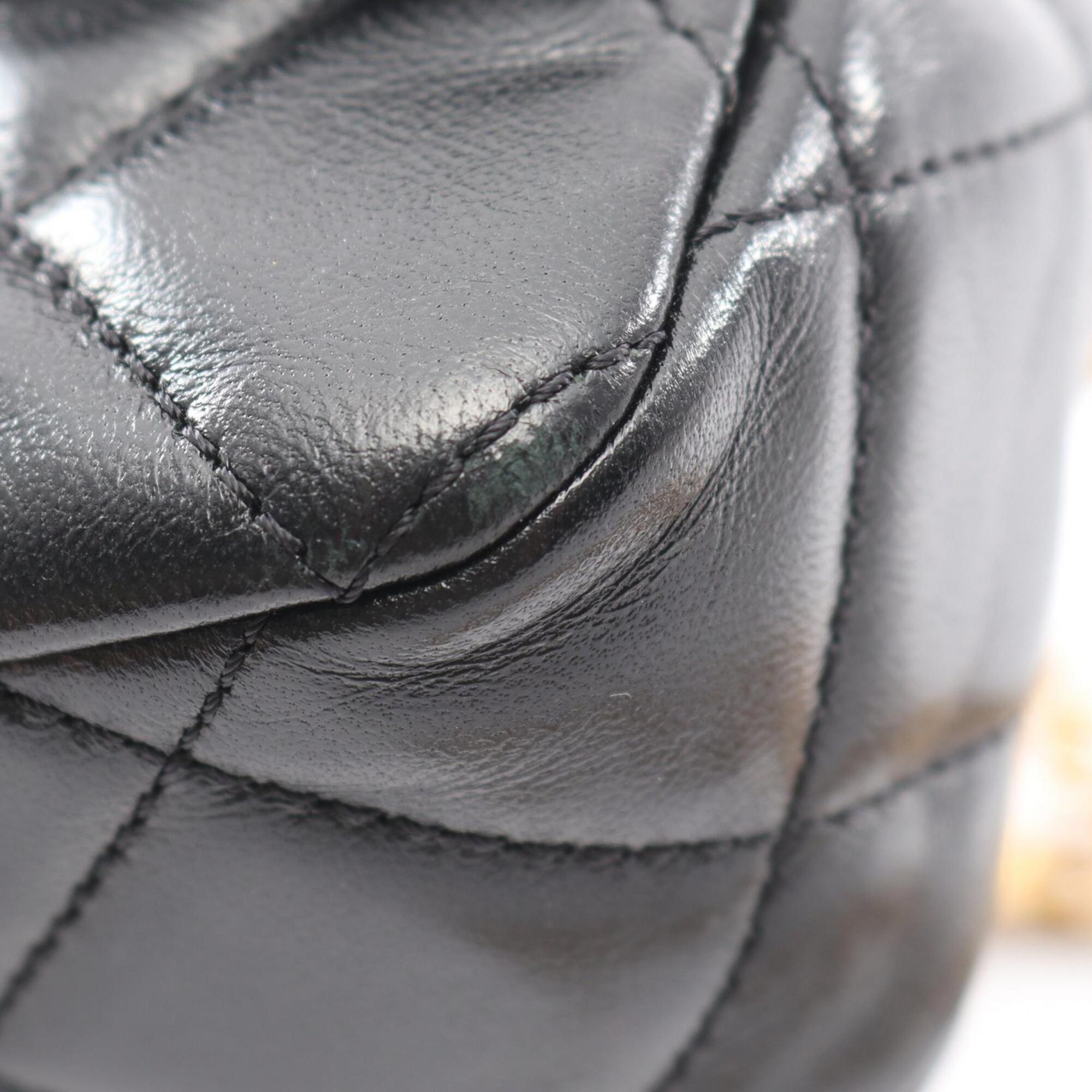 Chanel Black Leather Handbag Shoulder Bag (Pre-Owned)
