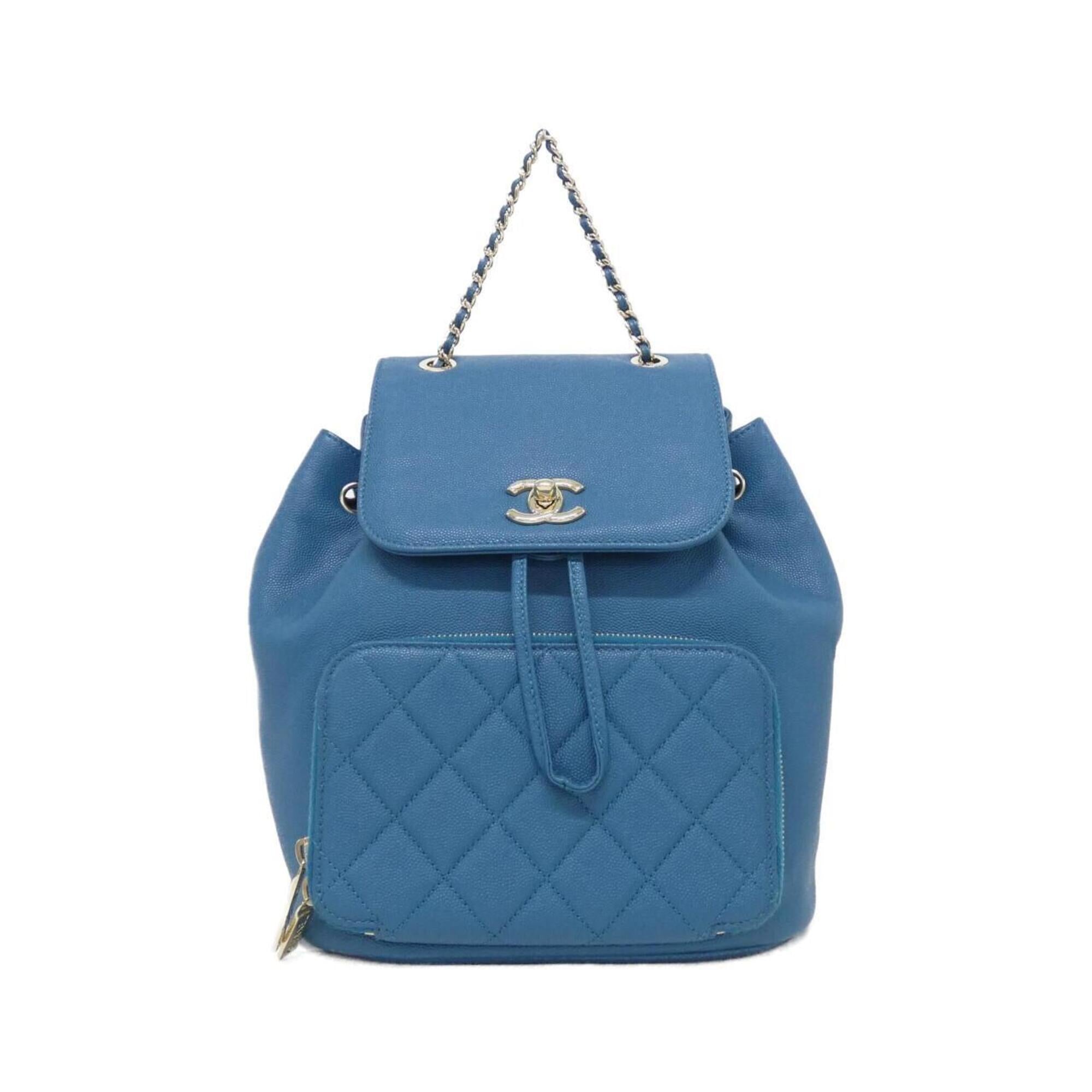 Chanel Blue Grained Calfskin Backpack (Pre-Owned)