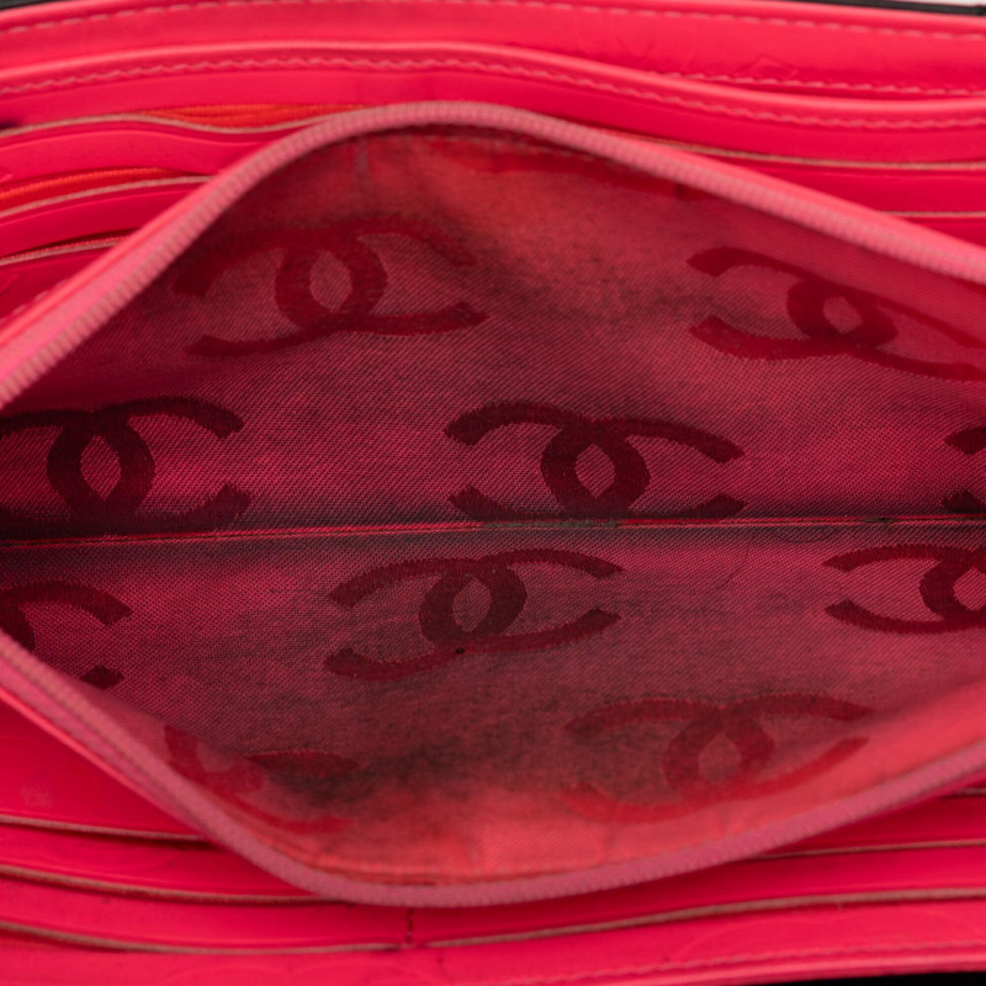 Chanel Black Pink Leather Long Wallet (Bi-Fold) (Pre-Owned)