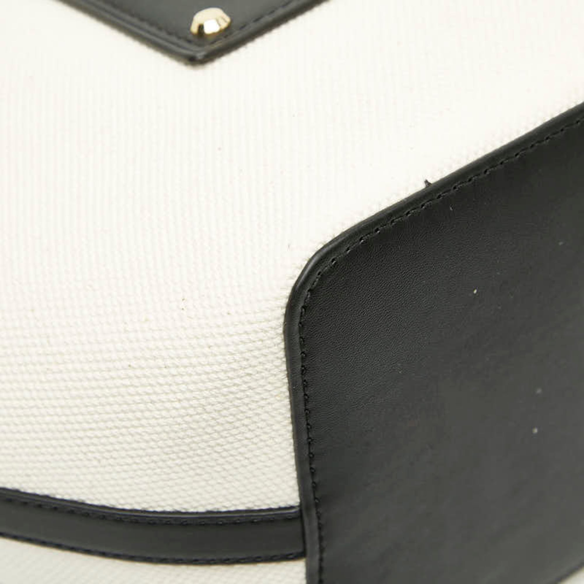 Michael Kors Black White Canvas Leather Tote Bag (Pre-Owned)