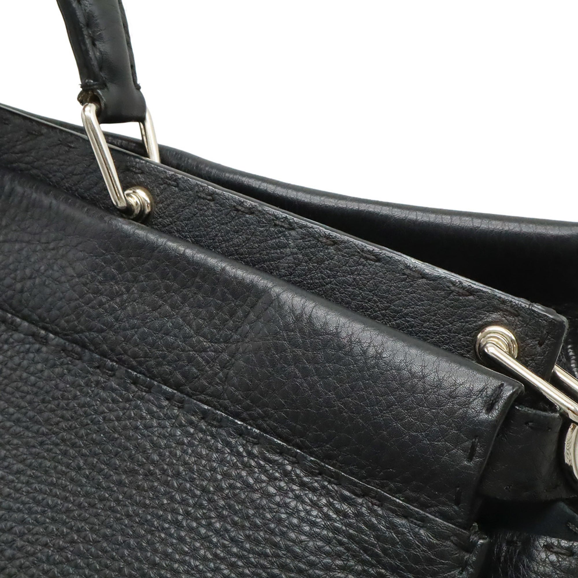 Fendi Black Leather Shoulder Bag Tote Bag (Pre-Owned)