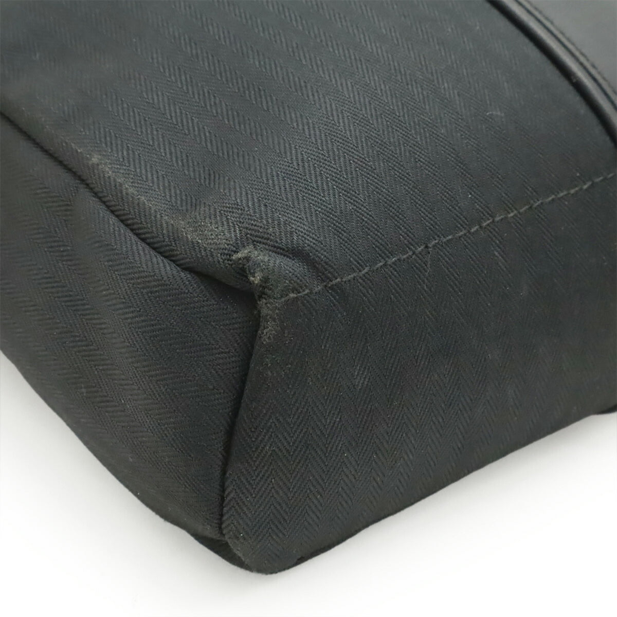 Hermes Acapulco Black Toile Chevron Leather Pochette Shoulder Bag (Pre-Owned)