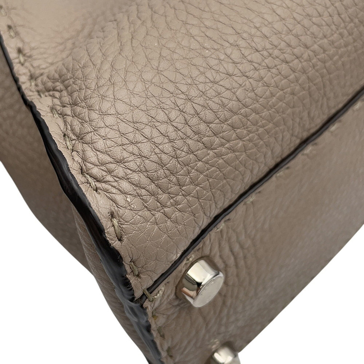 Fendi Selleria Silver Leather Handbag Shoulder Bag (Pre-Owned)