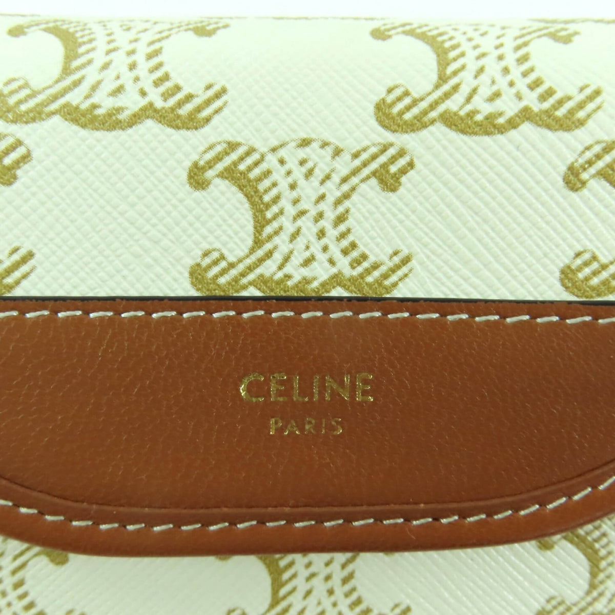 Celine Brown White Pvc Leather Coin Purse/Coin Case (Pre-Owned)