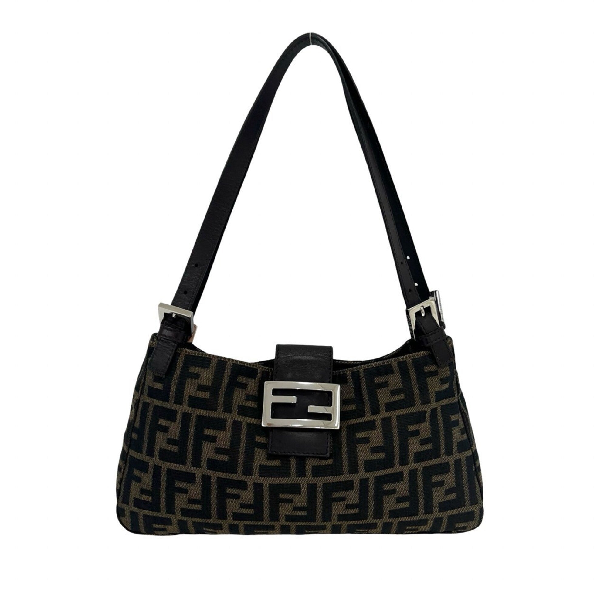 Fendi Brown Canvas Leather Handbag Shoulder Bag (Pre-Owned)