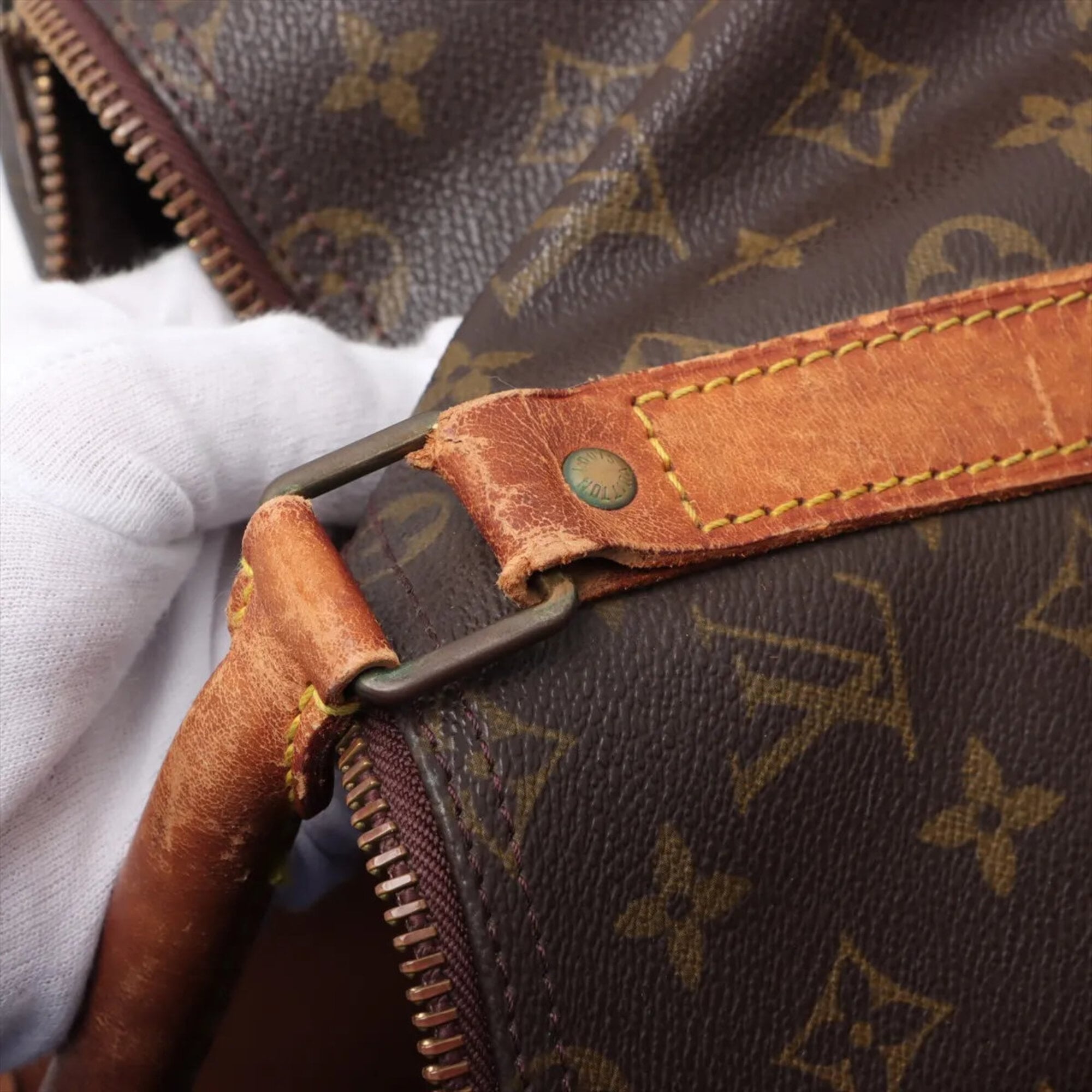 Louis Vuitton Brown Coated Canvas Leather Handbag Tote Bag (Pre-Owned)