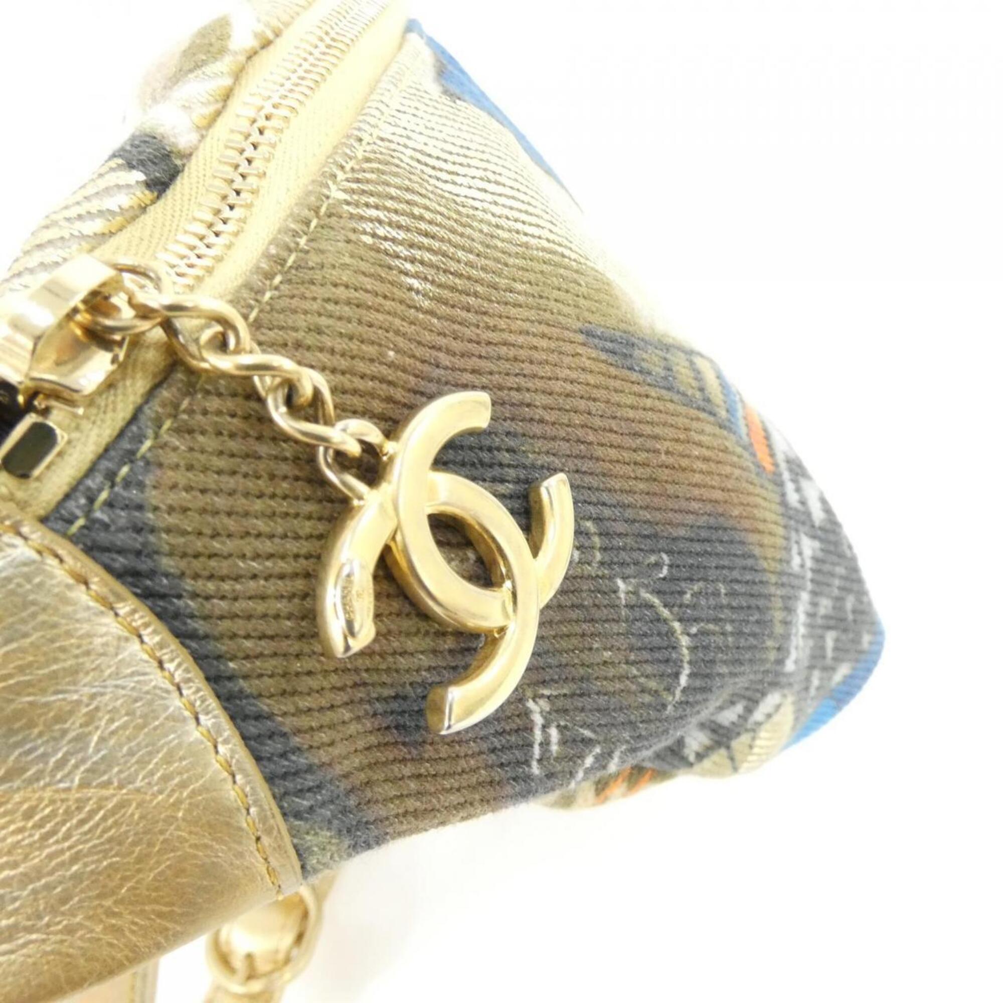 Chanel Gold Multi-Color Cotton Leather Fanny Pack (Pre-Owned)