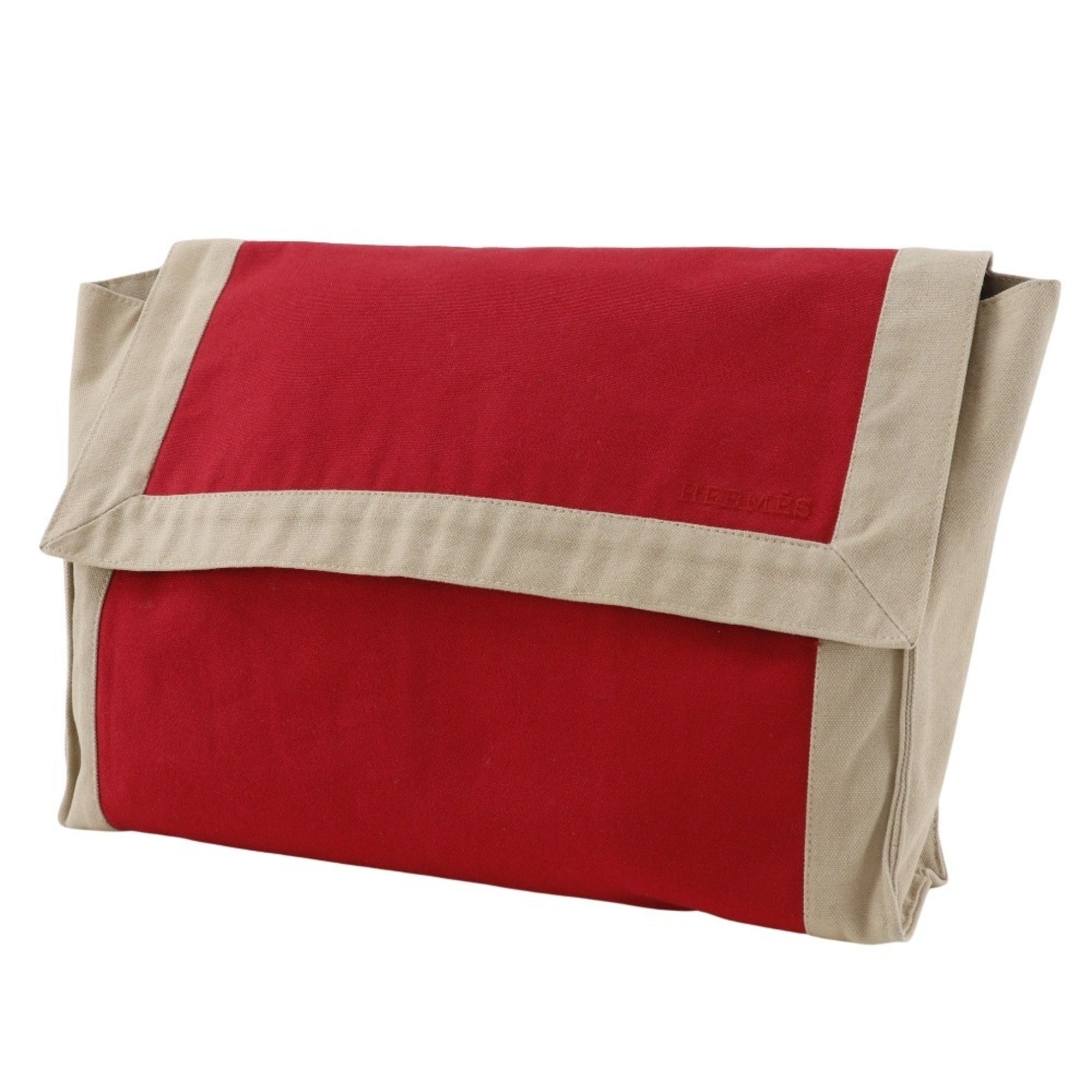Hermes Red Color Cotton Clutch Bag (Pre-Owned)