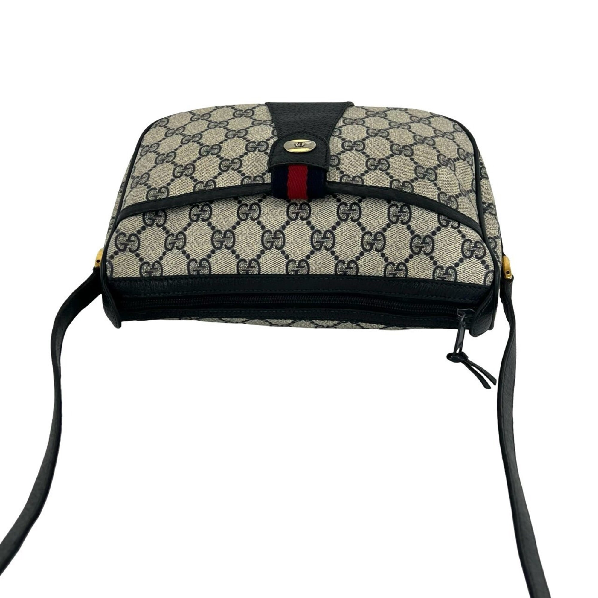Gucci Navy Red Color Leather Pvc Pochette Shoulder Bag (Pre-Owned)