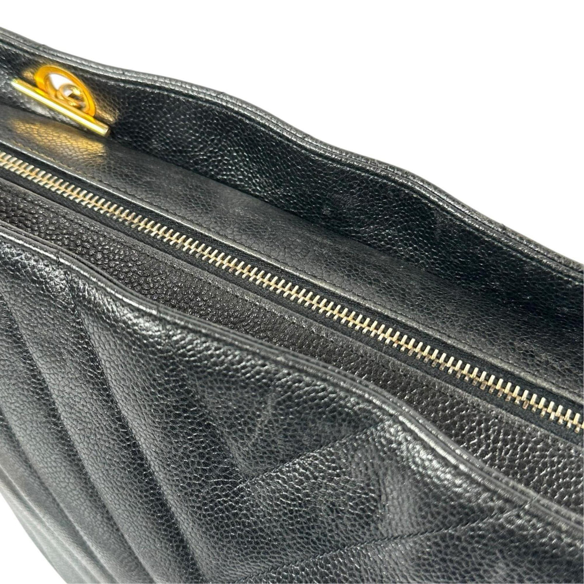 Chanel Black Grained Calfskin Shoulder Bag Tote Bag (Pre-Owned)