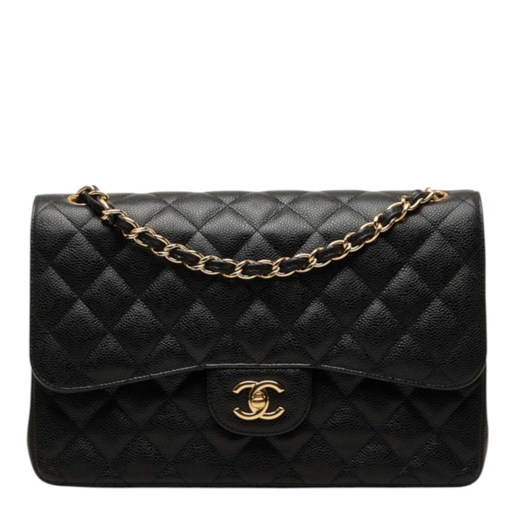 Chanel Black Grained Calfskin Shoulder Bag (Pre-Owned)