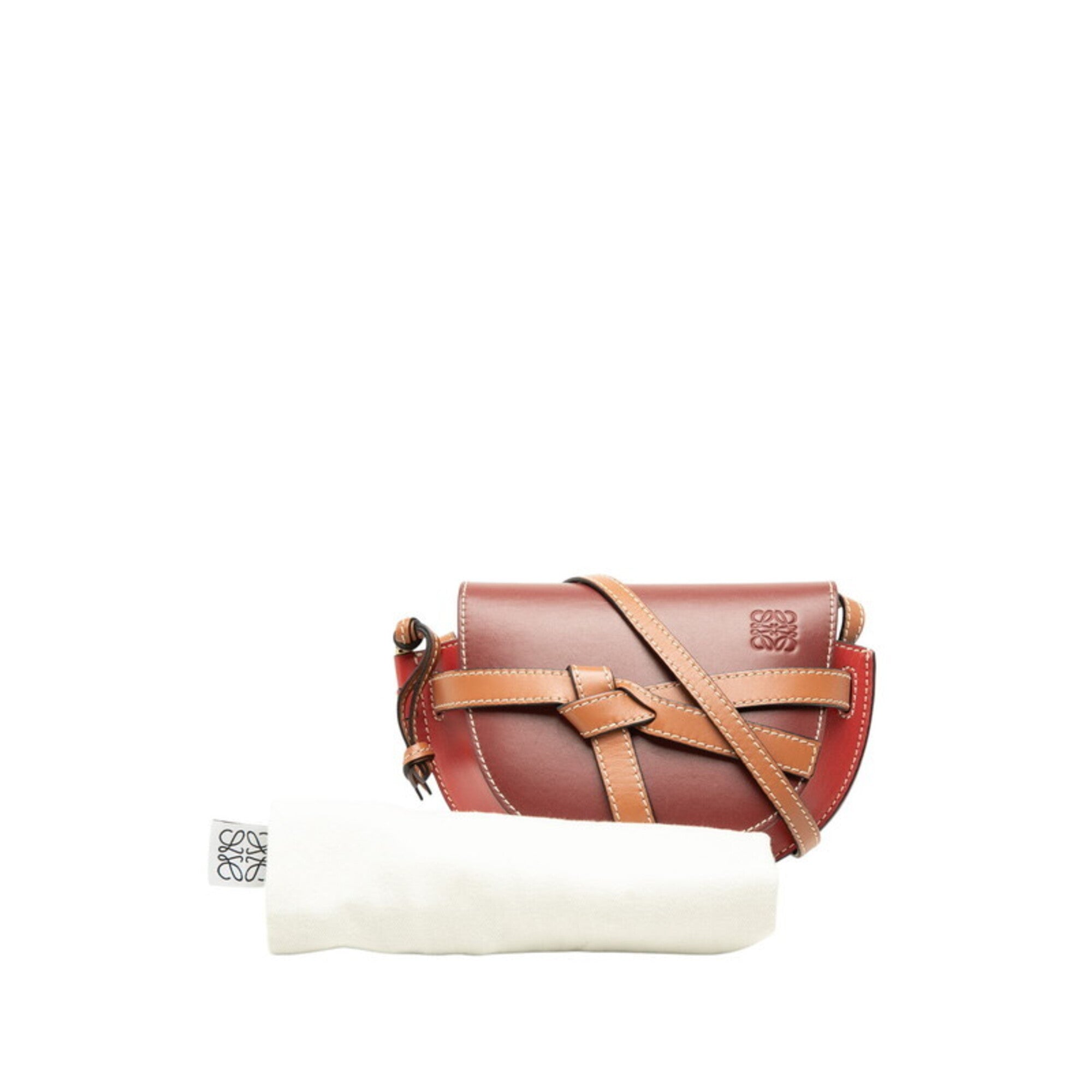 Loewe Brown Red Color Leather Shoulder Bag (Pre-Owned)