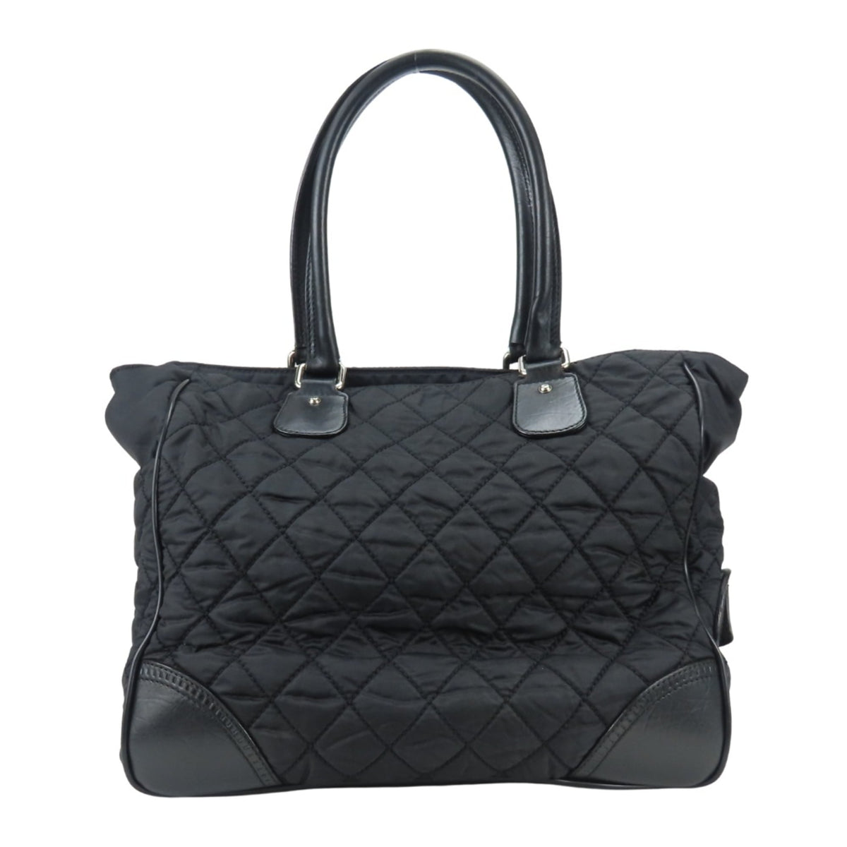 Chanel Matelasse Black Nylon Leather Tote Bag (Pre-Owned)