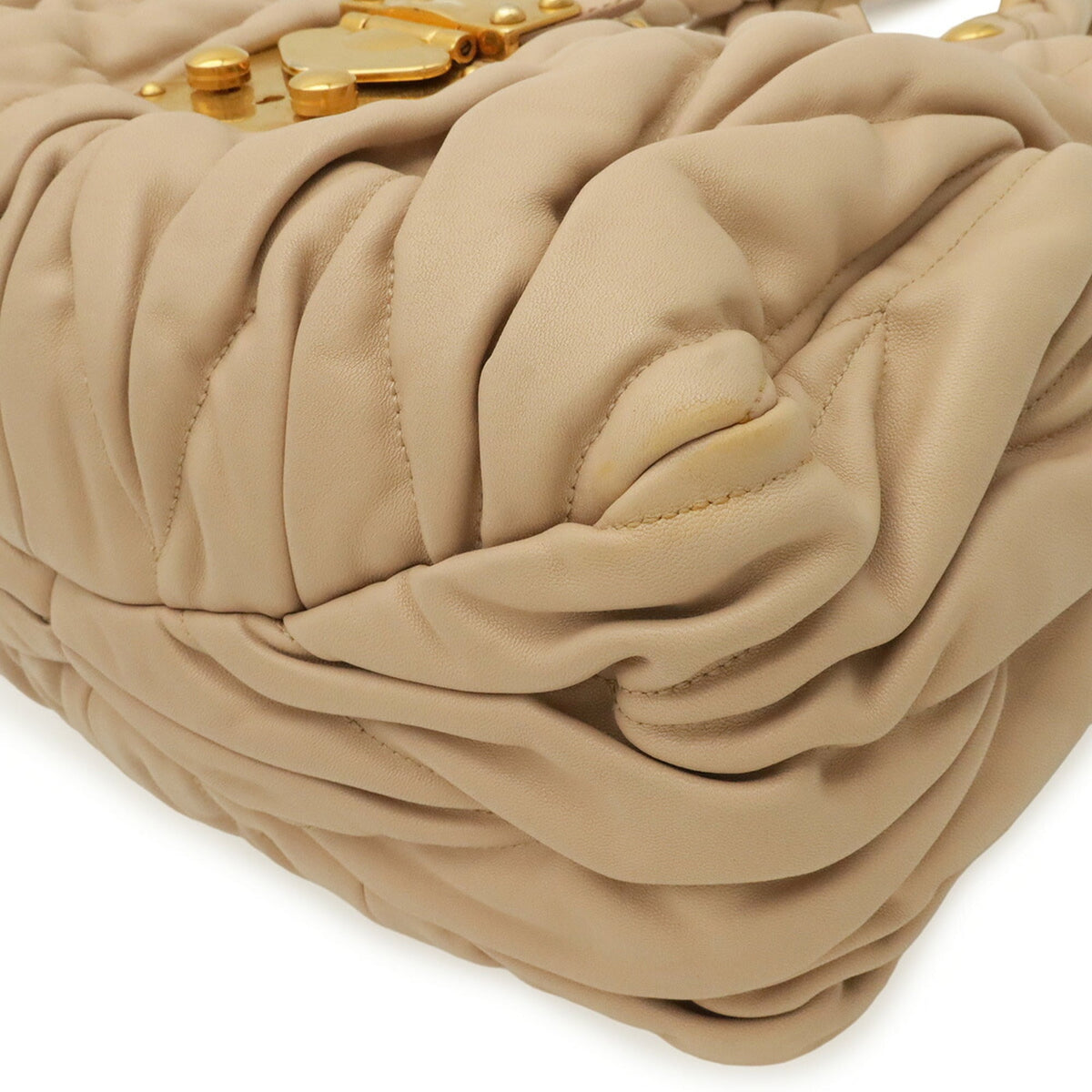 Miu Miu Matelasse Pink Beige Leather Handbag Shoulder Bag (Pre-Owned)