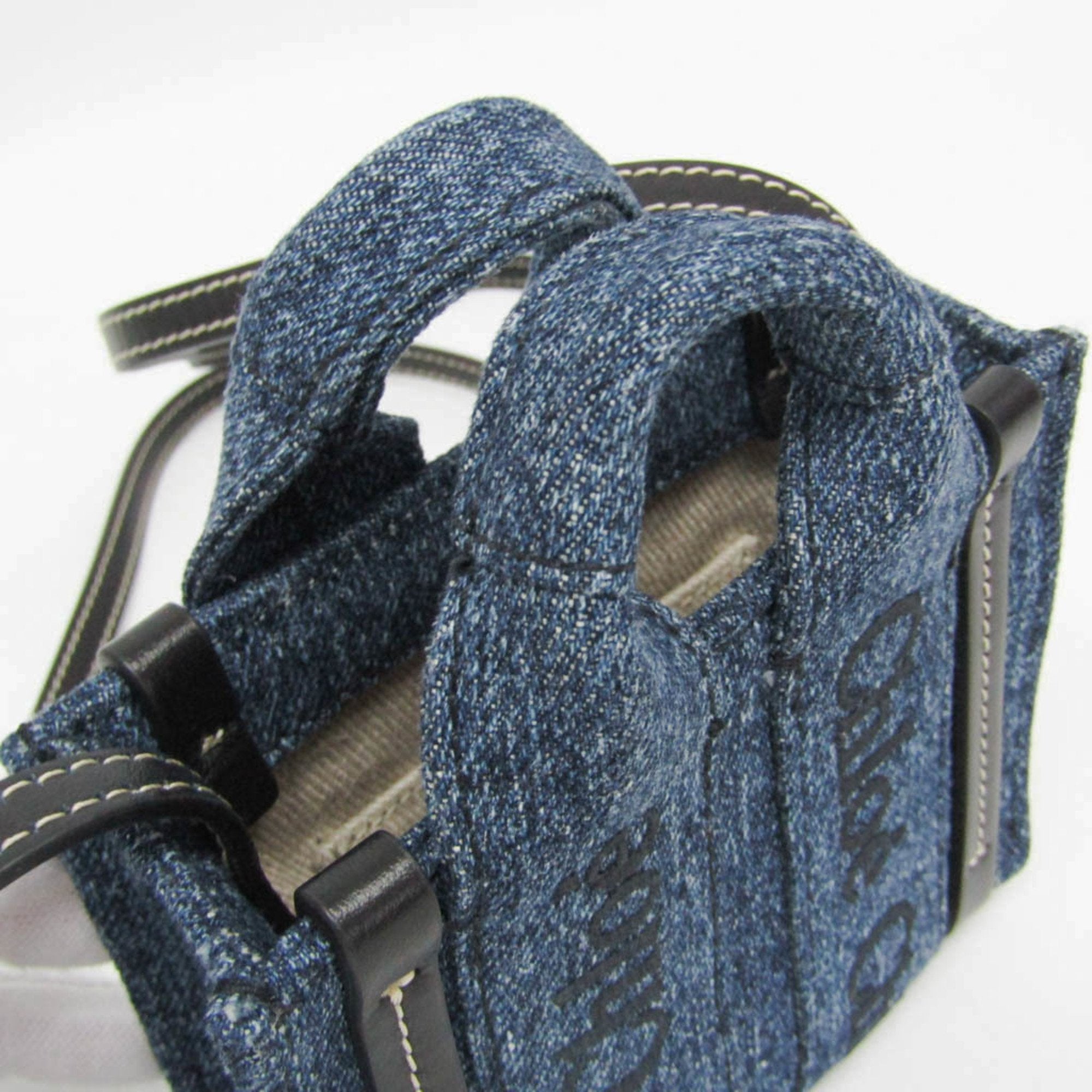Chloé Black Blue Denim Leather Handbag Shoulder Bag (Pre-Owned)