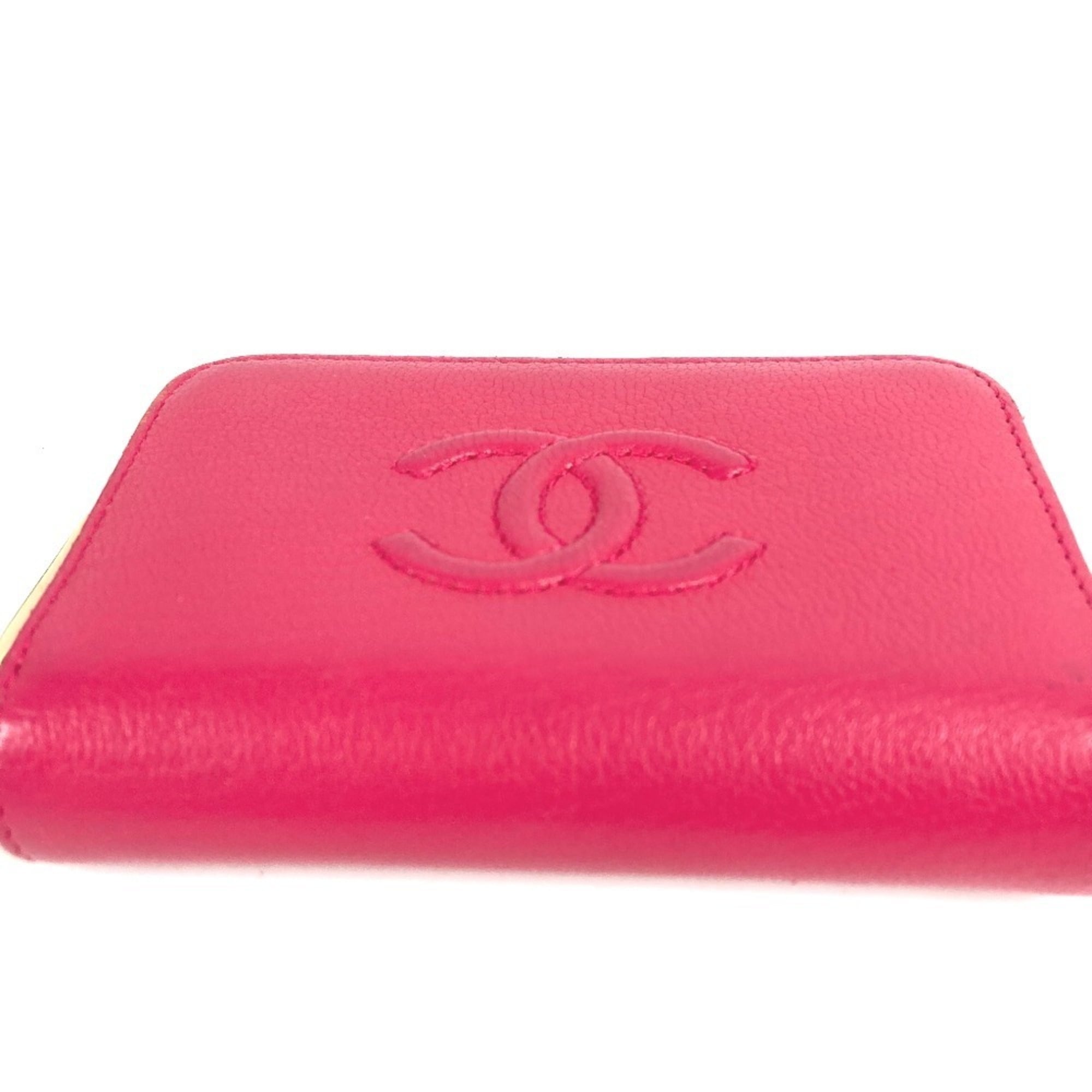 Chanel Pink Leather Coin Purse/Coin Case (Pre-Owned)