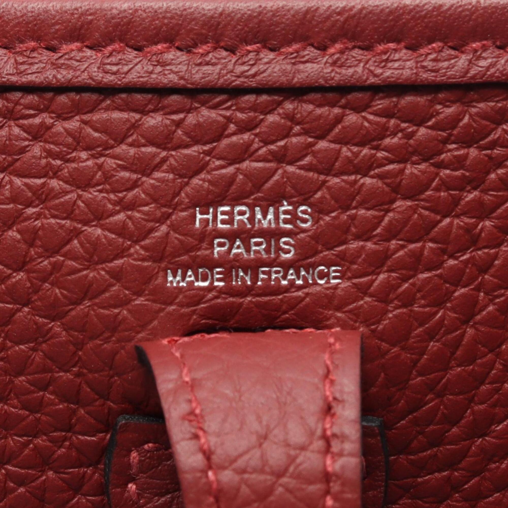 Hermes Bordeaux Rouge H Taurillon Clemence Leather Handbag Shoulder Bag (Pre-Owned)