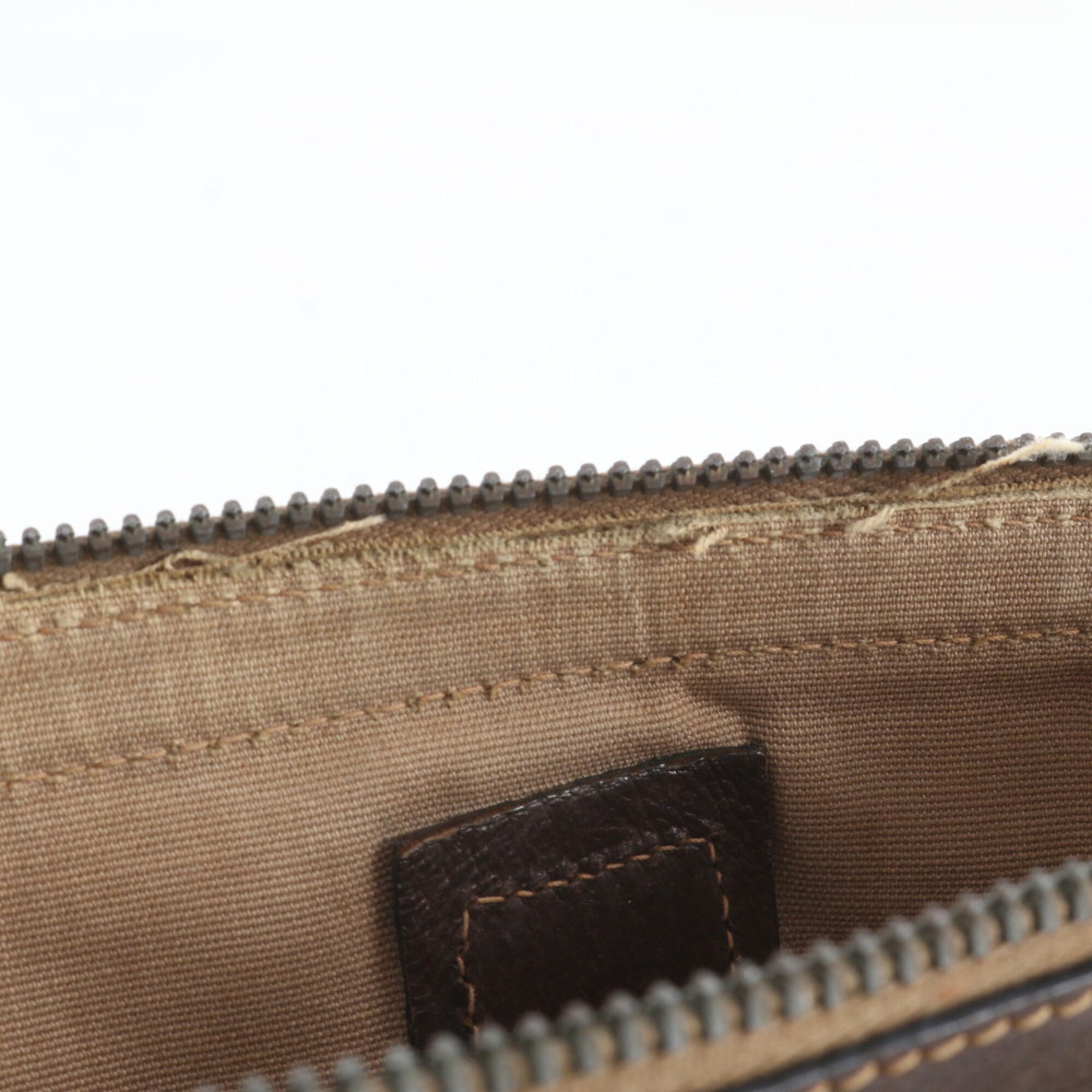 Gucci Brown Leather Canvas Handbag Shoulder Bag Tote Bag (Pre-Owned)