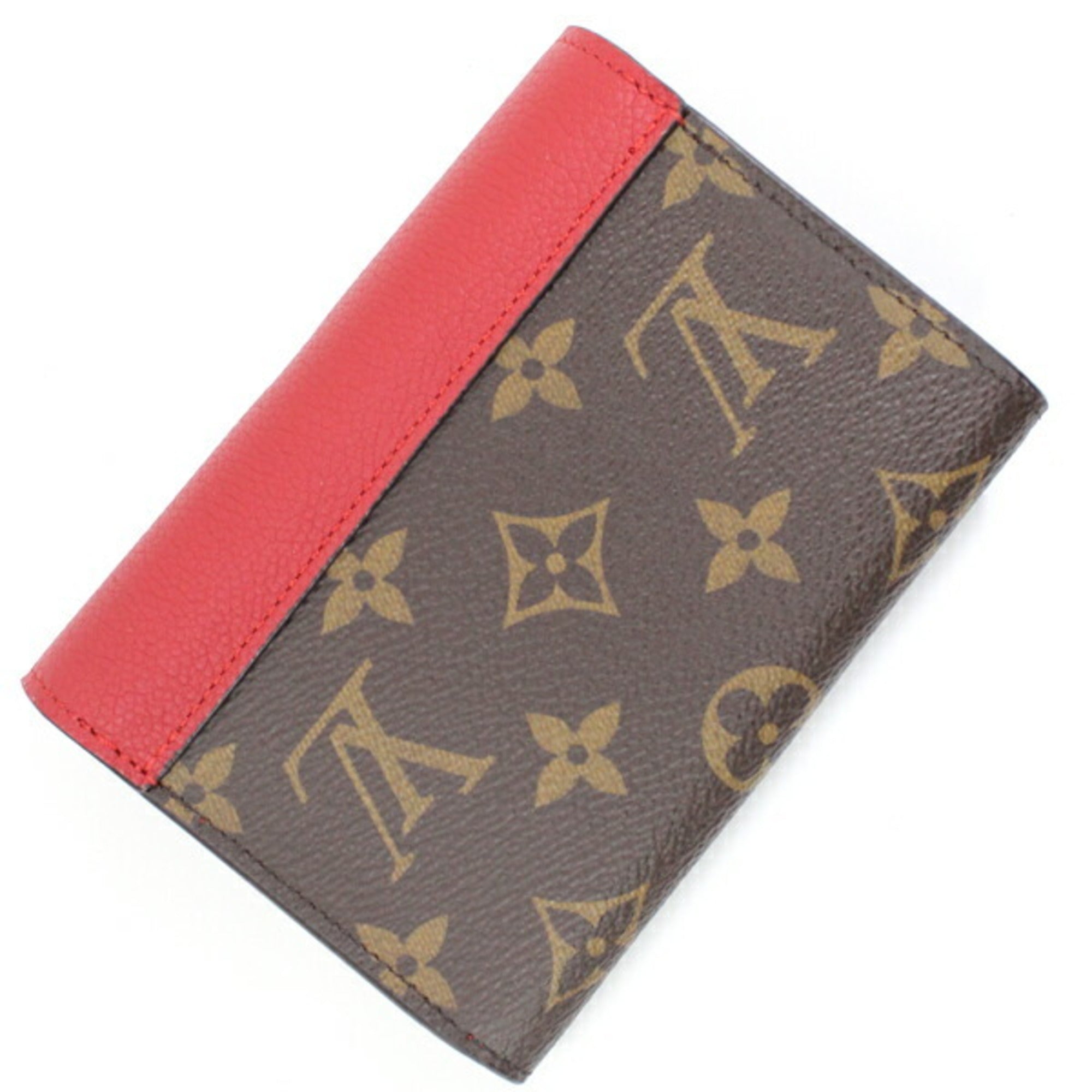 Louis Vuitton Brown Cerise Monogram Red Color Monogram Wallet (Tri-Fold) (Pre-Owned)