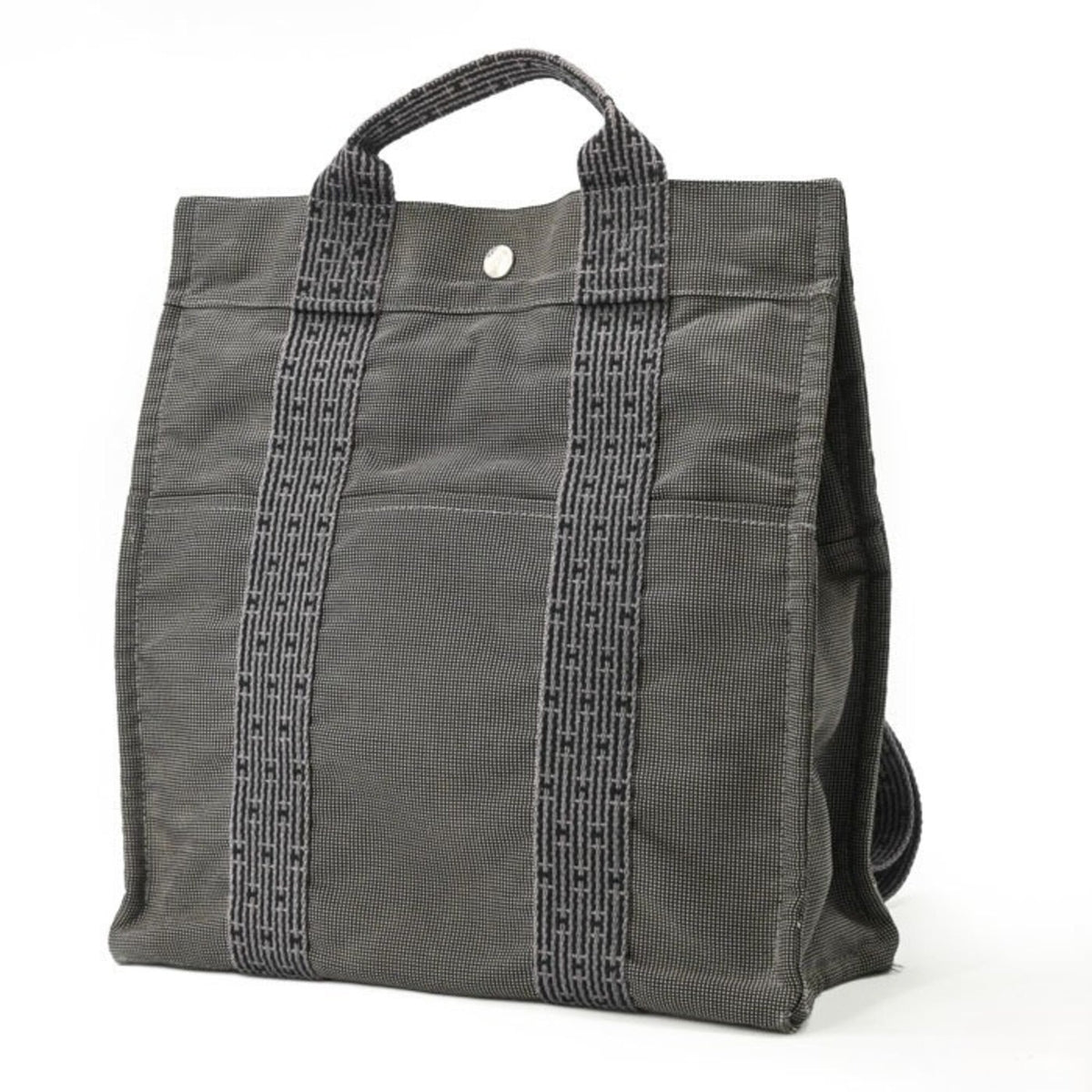 Hermes Her Line Gray Nylon Canvas Backpack (Pre-Owned)