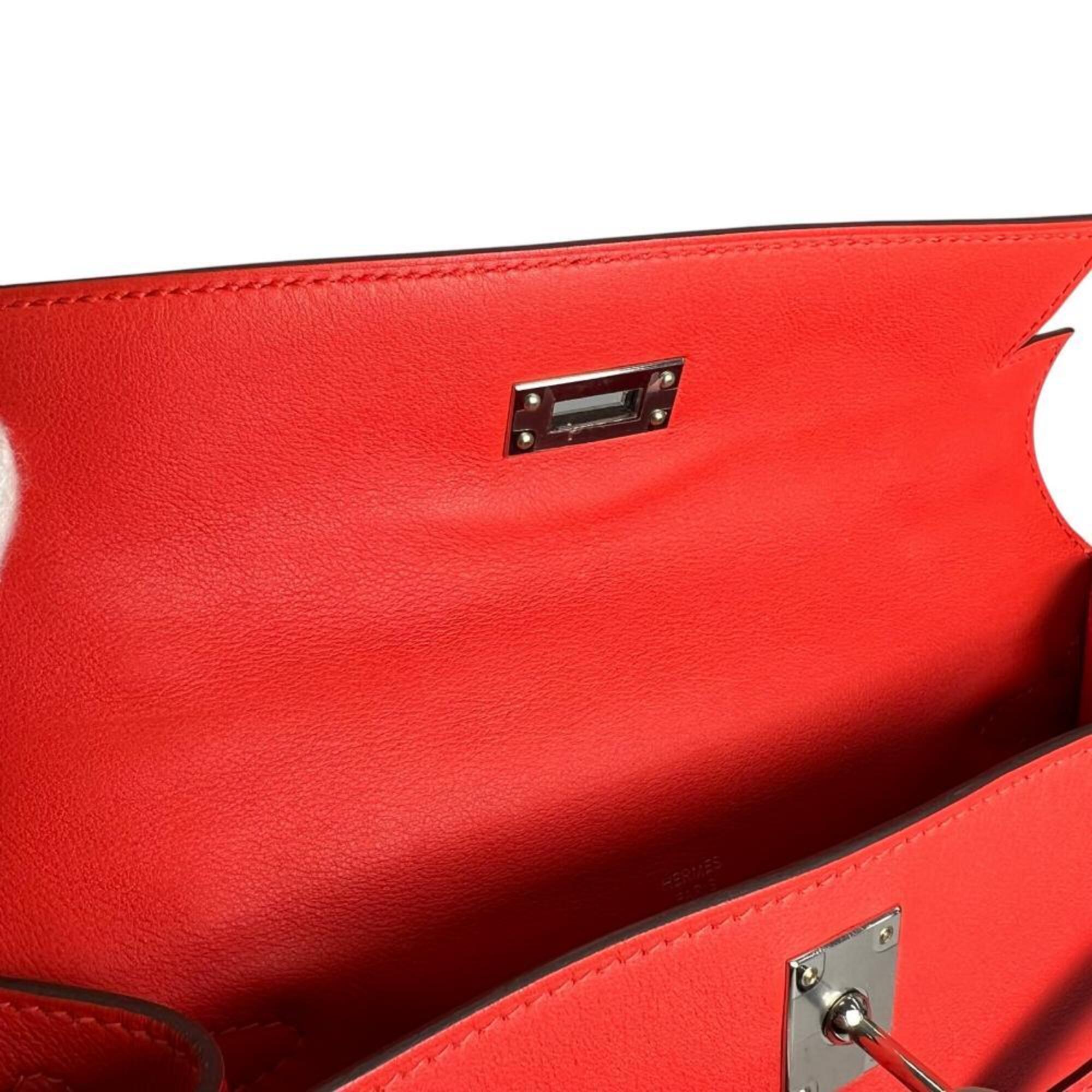 Hermes Red Color Swift Leather Clutch Bag Handbag (Pre-Owned)