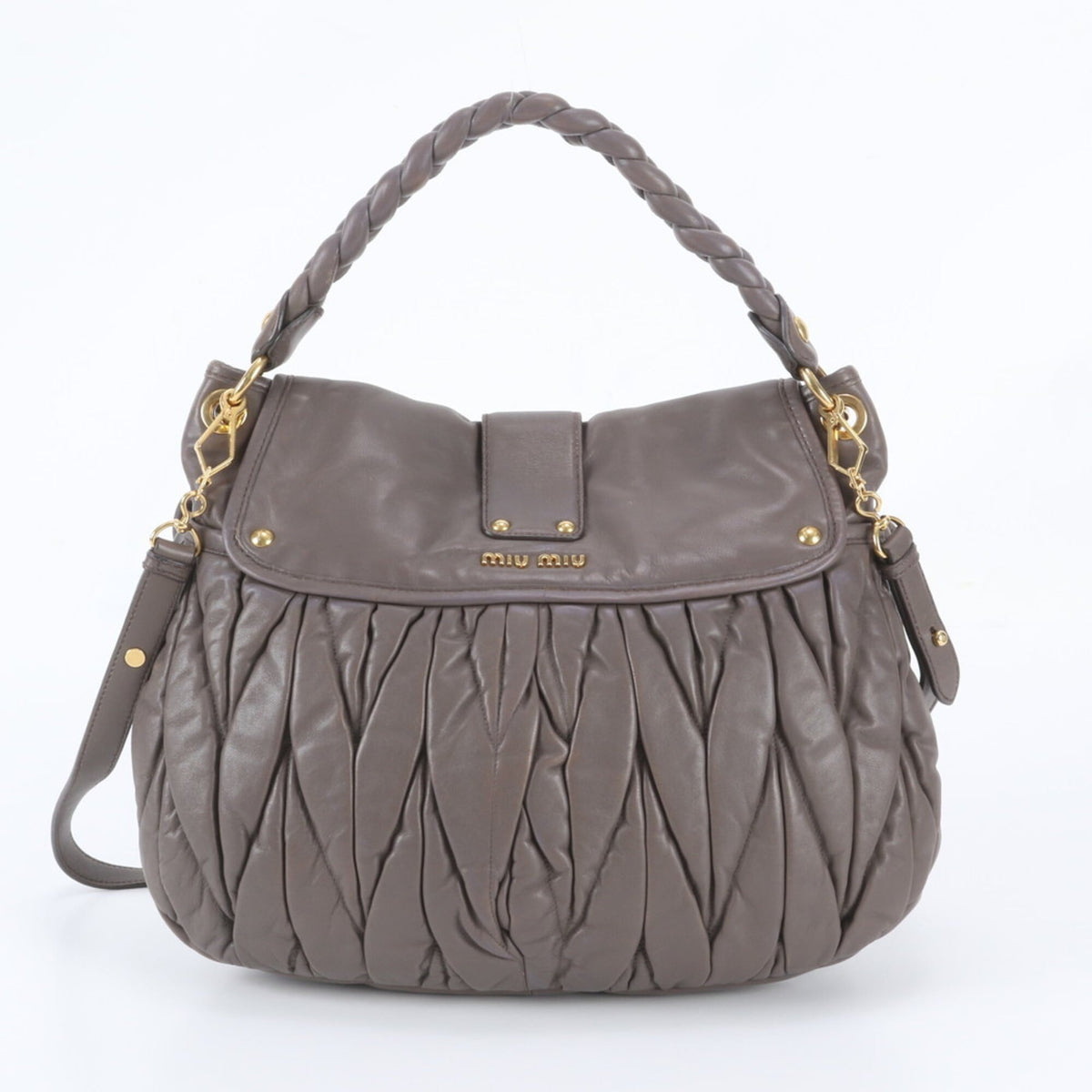 Miu Miu Brown Leather Handbag Shoulder Bag Tote Bag (Pre-Owned)