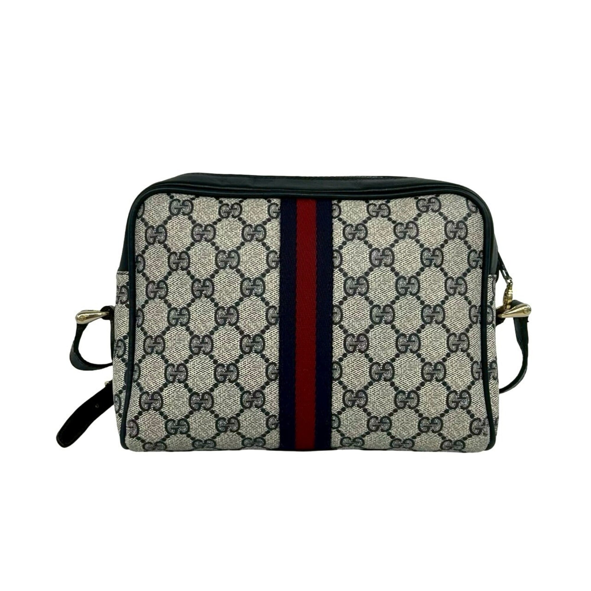 Gucci Navy Red Color Leather Pvc Pochette Shoulder Bag (Pre-Owned)