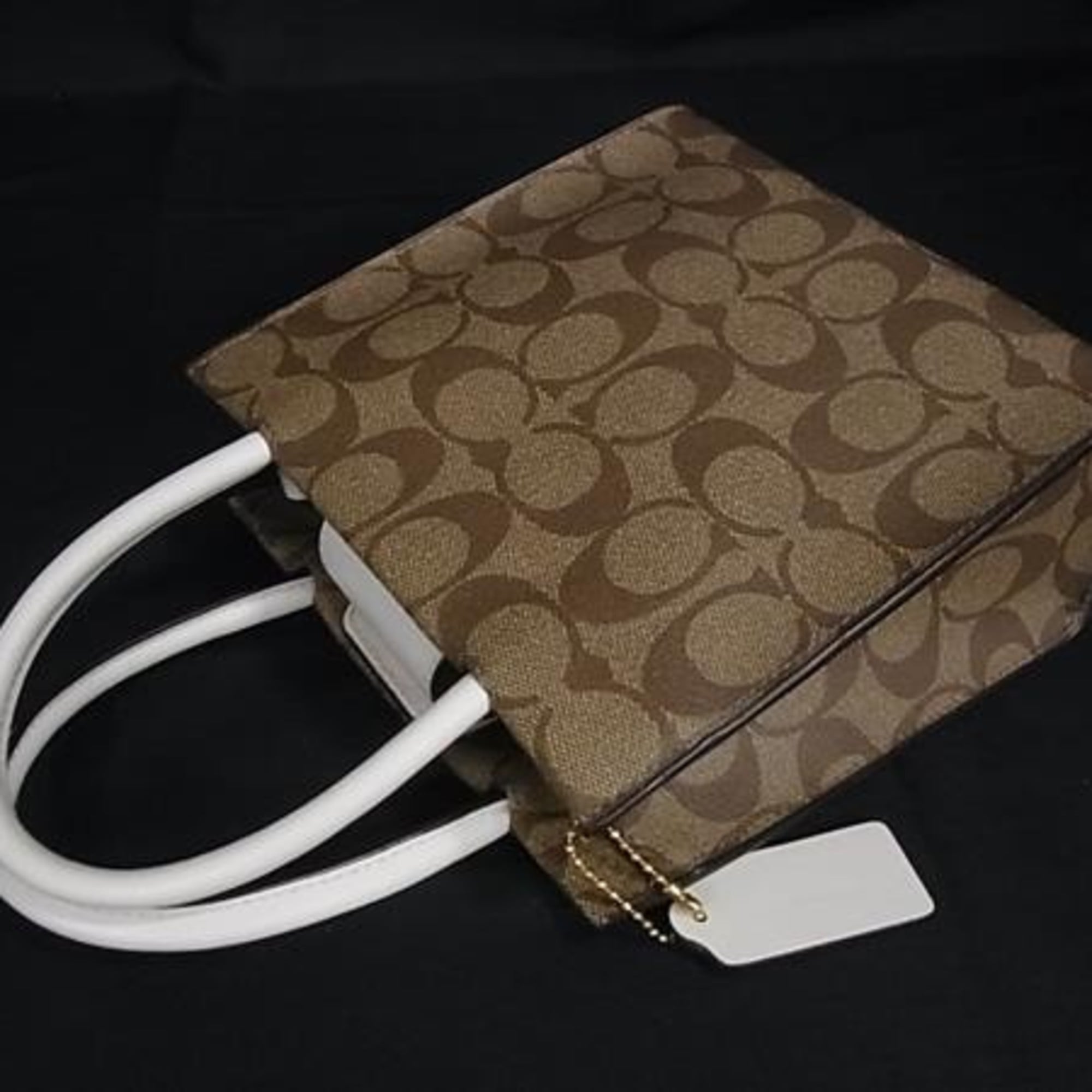 Coach Signature Brown Pvc Handbag Shoulder Bag Tote Bag (Pre-Owned)