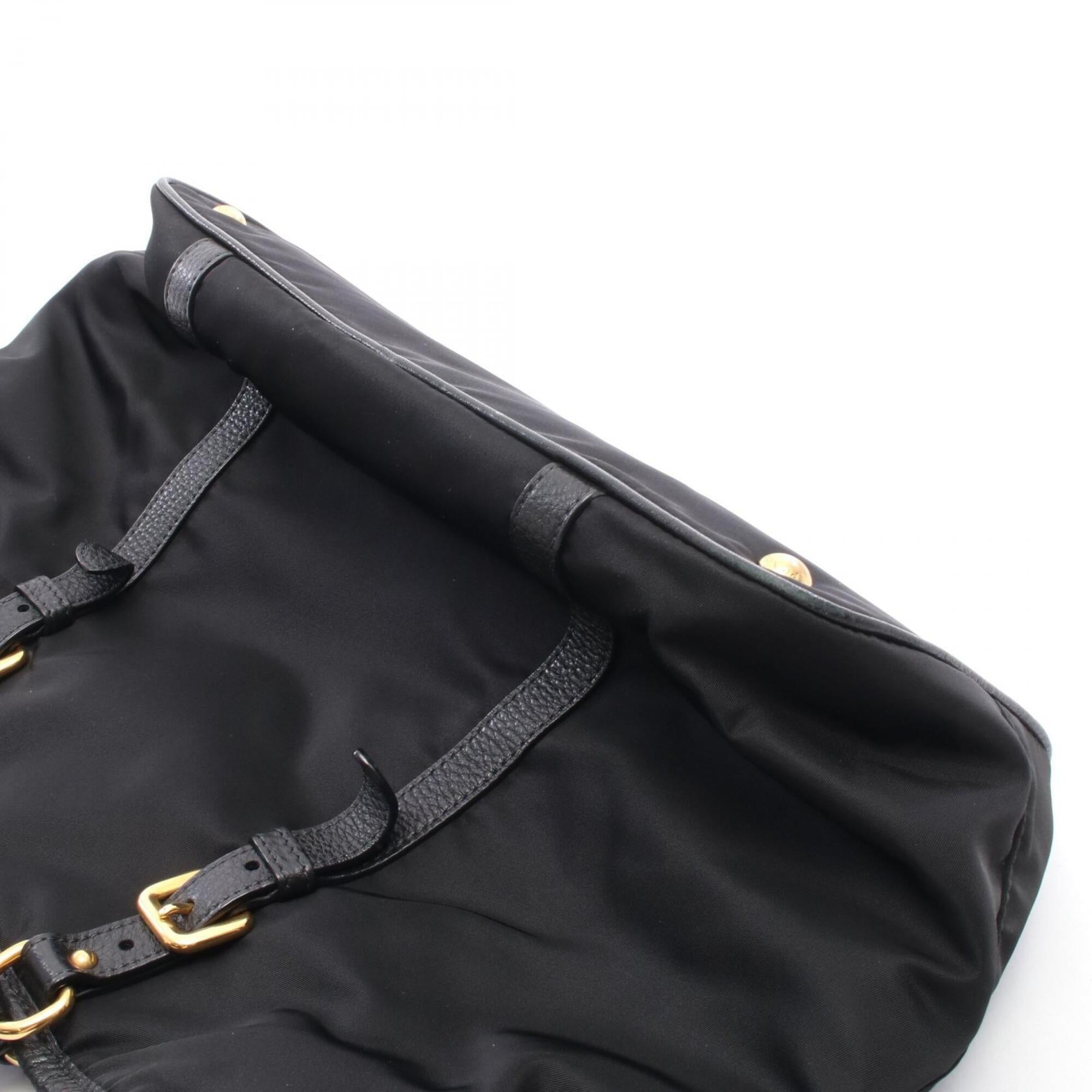 Prada Black Nylon Leather Handbag (Pre-Owned)