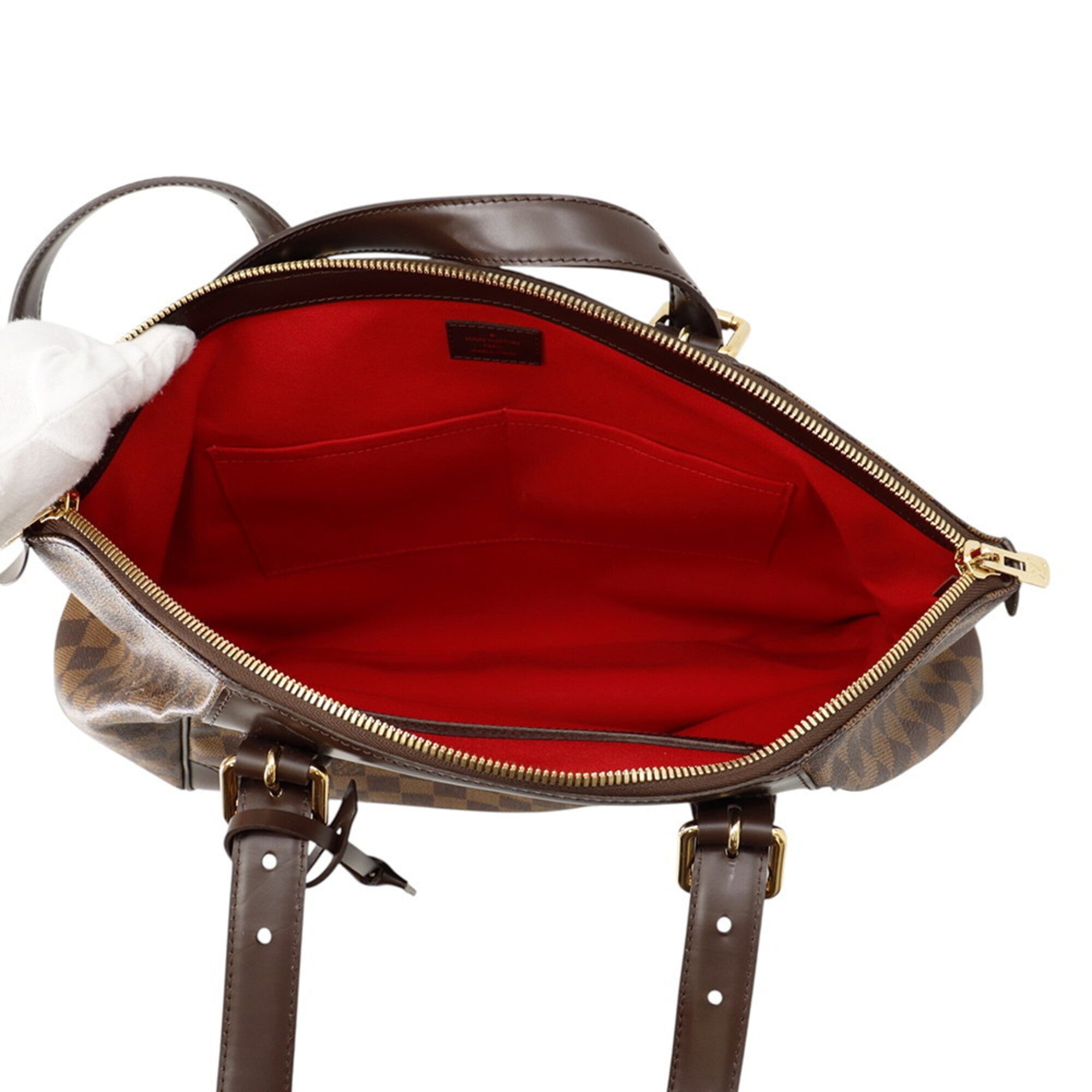Louis Vuitton Ebene Red Color Damier Canvas Shoulder Bag (Pre-Owned)