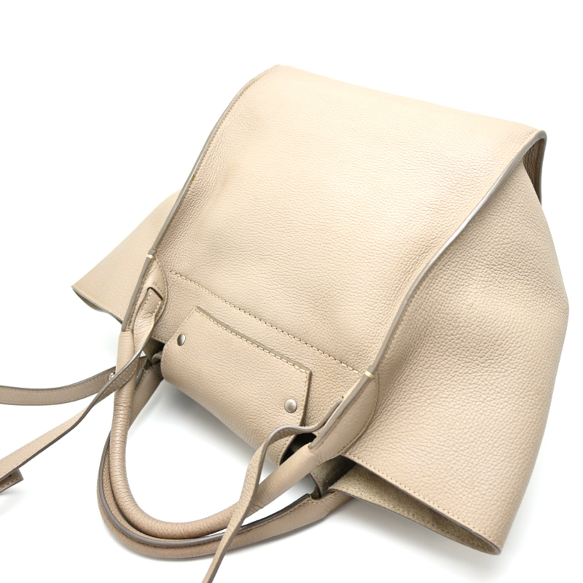 Celine Beige Leather Handbag Shoulder Bag (Pre-Owned)