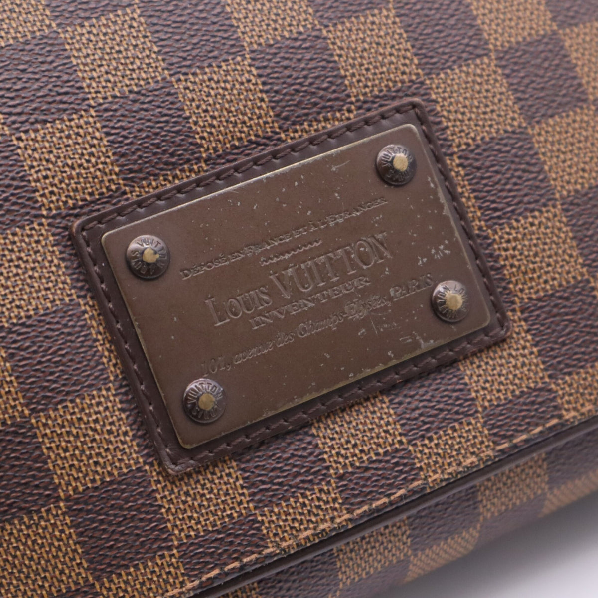 Louis Vuitton Beige Brown Coated Canvas Leather Shoulder Bag (Pre-Owned)