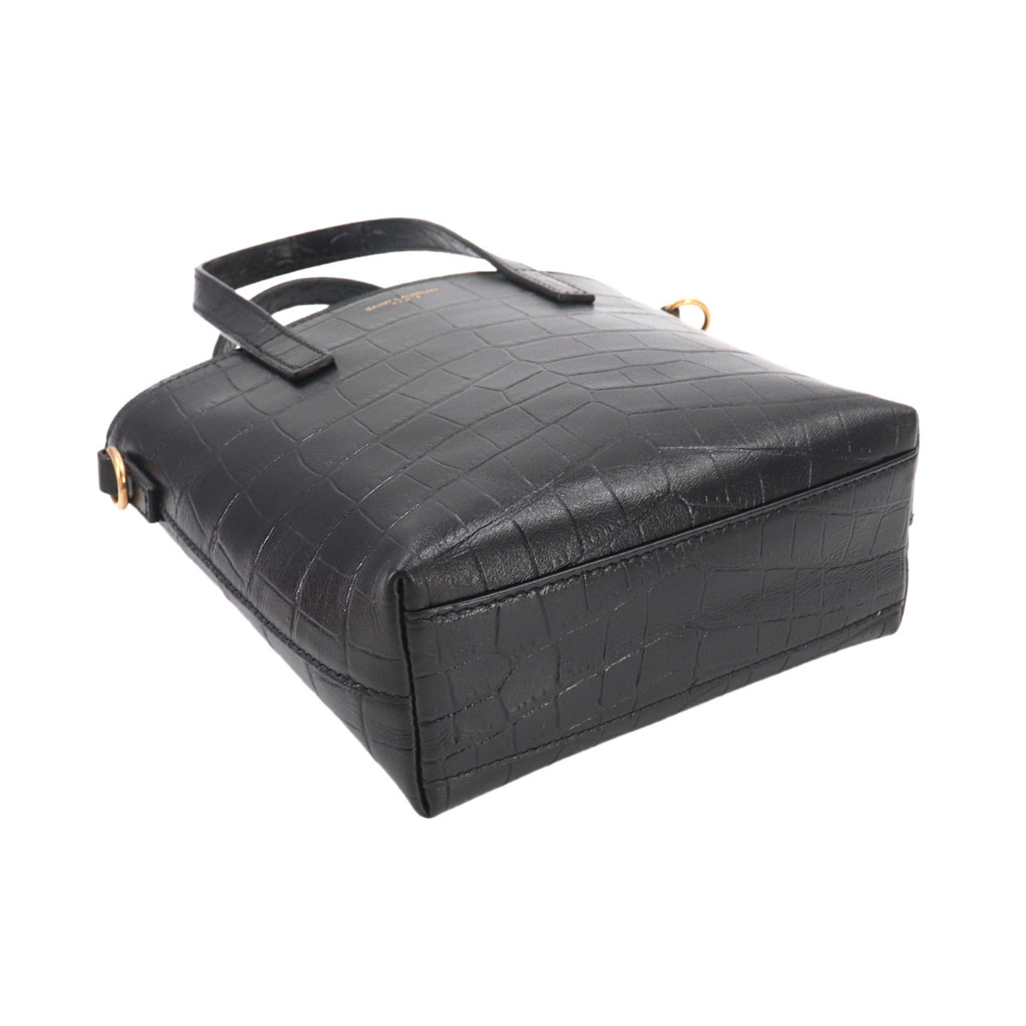 Saint Laurent Black Leather Handbag Tote Bag (Pre-Owned)