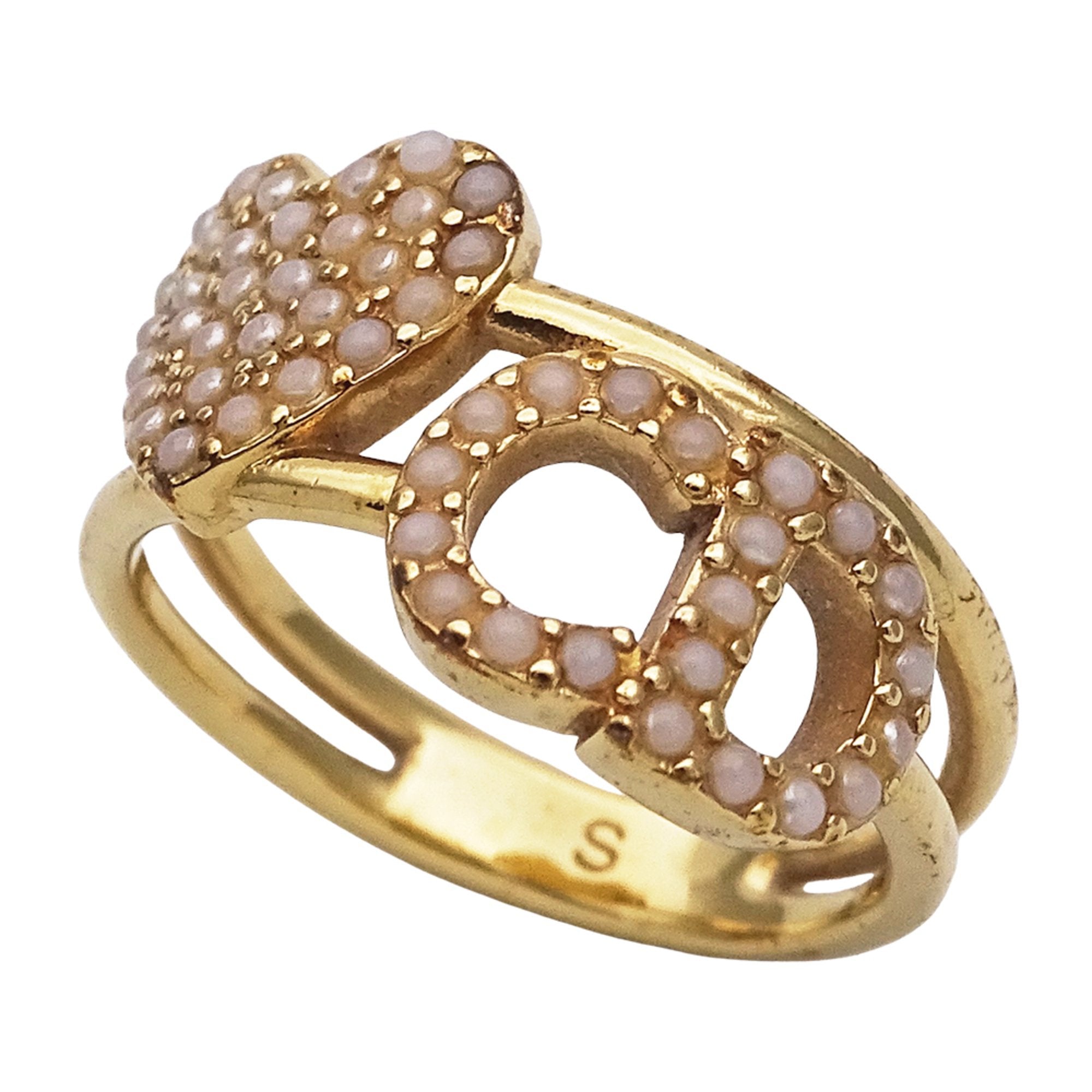 Christian Dior Gold Gold Plating Band Ring (Pre-Owned)