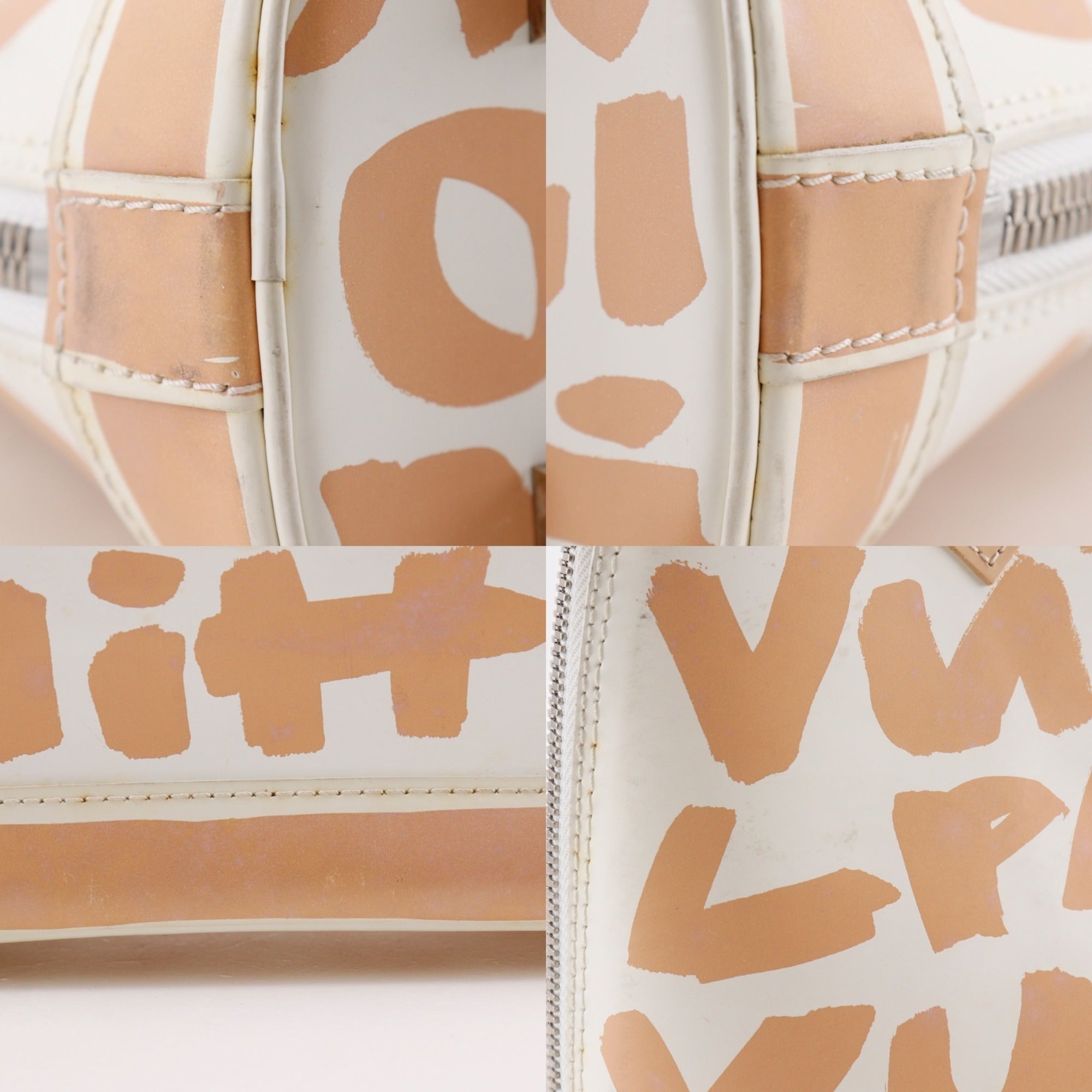 Louis Vuitton Beige White Leather Handbag (Pre-Owned)
