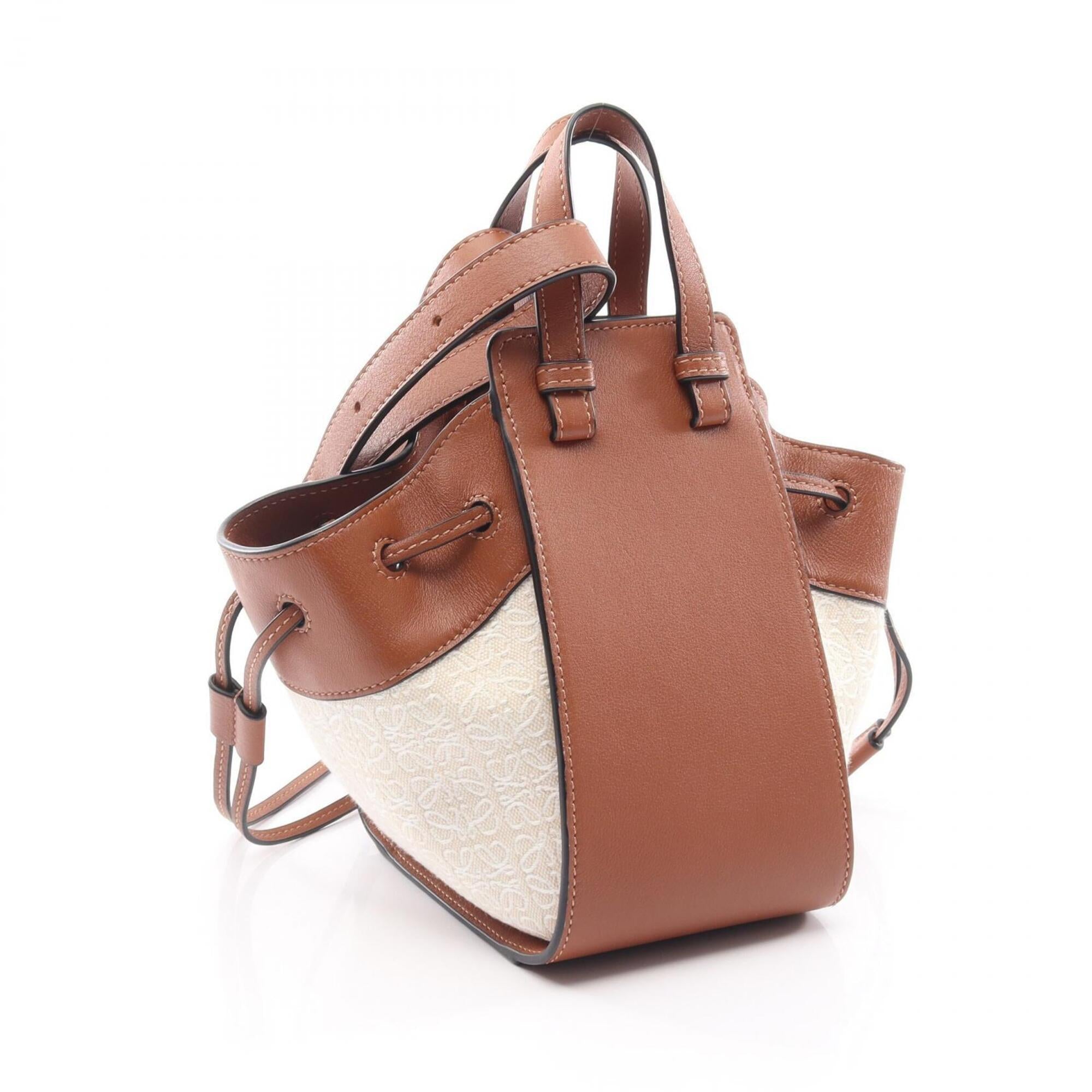 Loewe Brown Ivory Canvas Leather Handbag (Pre-Owned)