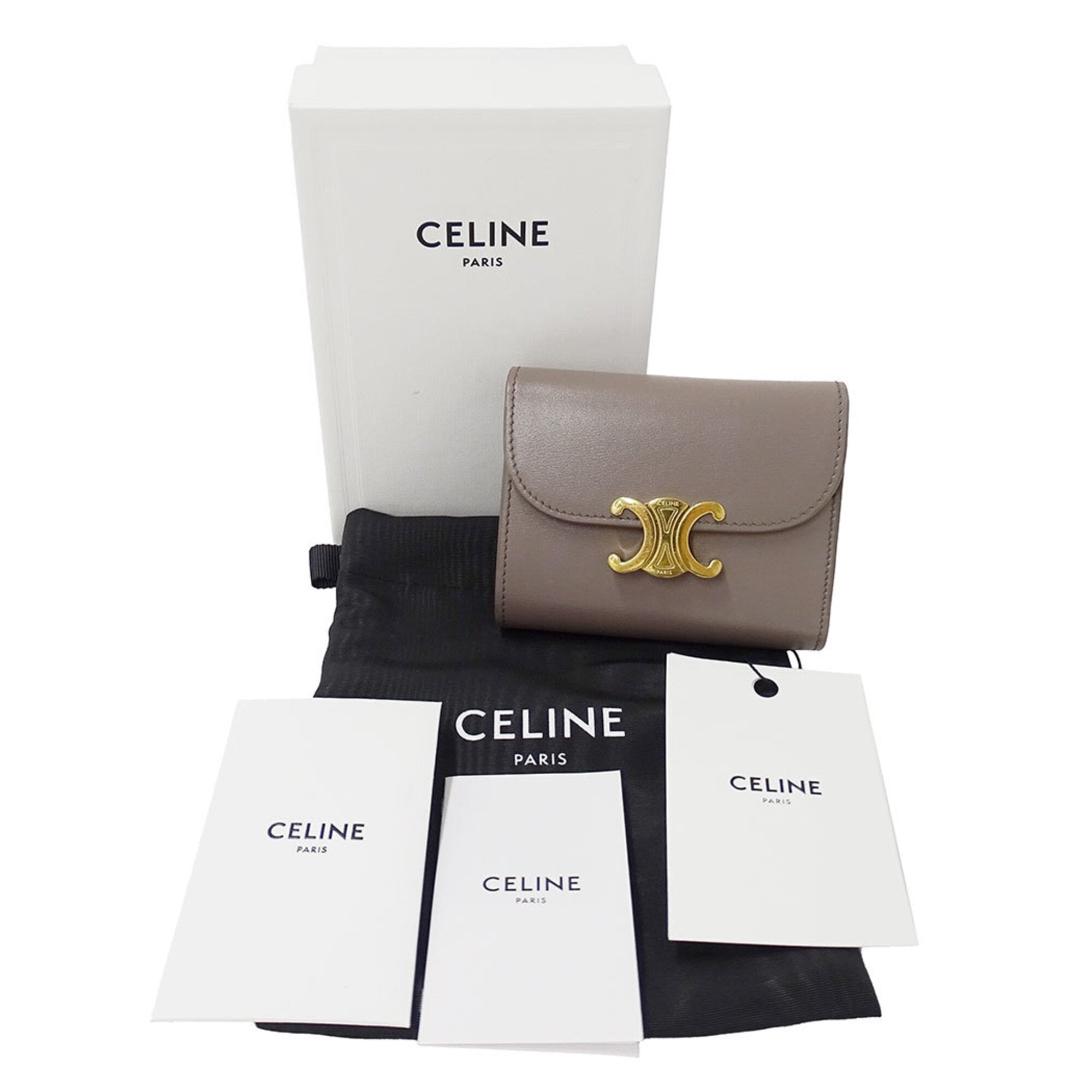 Celine Grayish Leather Wallet (Tri-Fold) (Pre-Owned)