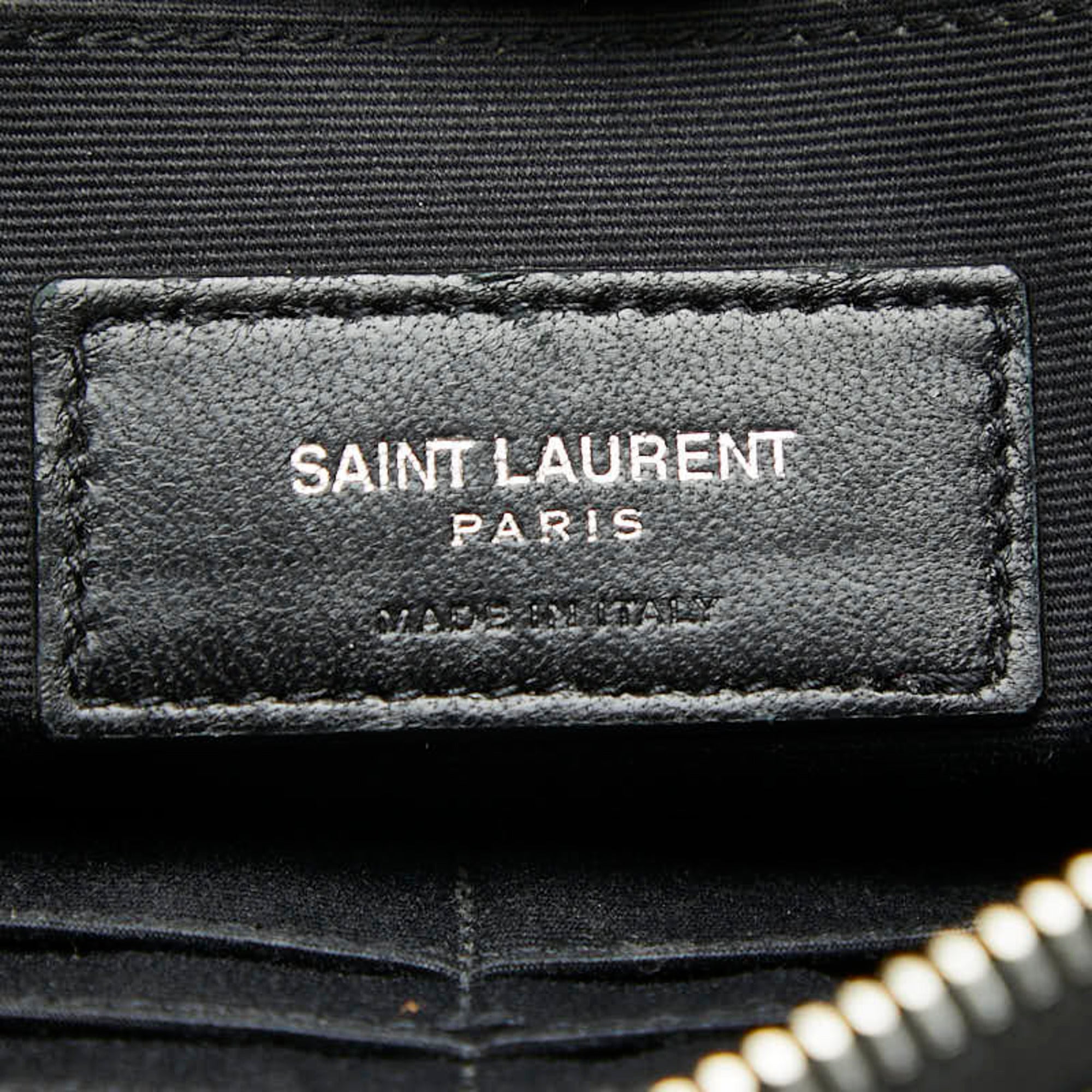 Saint Laurent Black White Leather Clutch Bag (Pre-Owned)