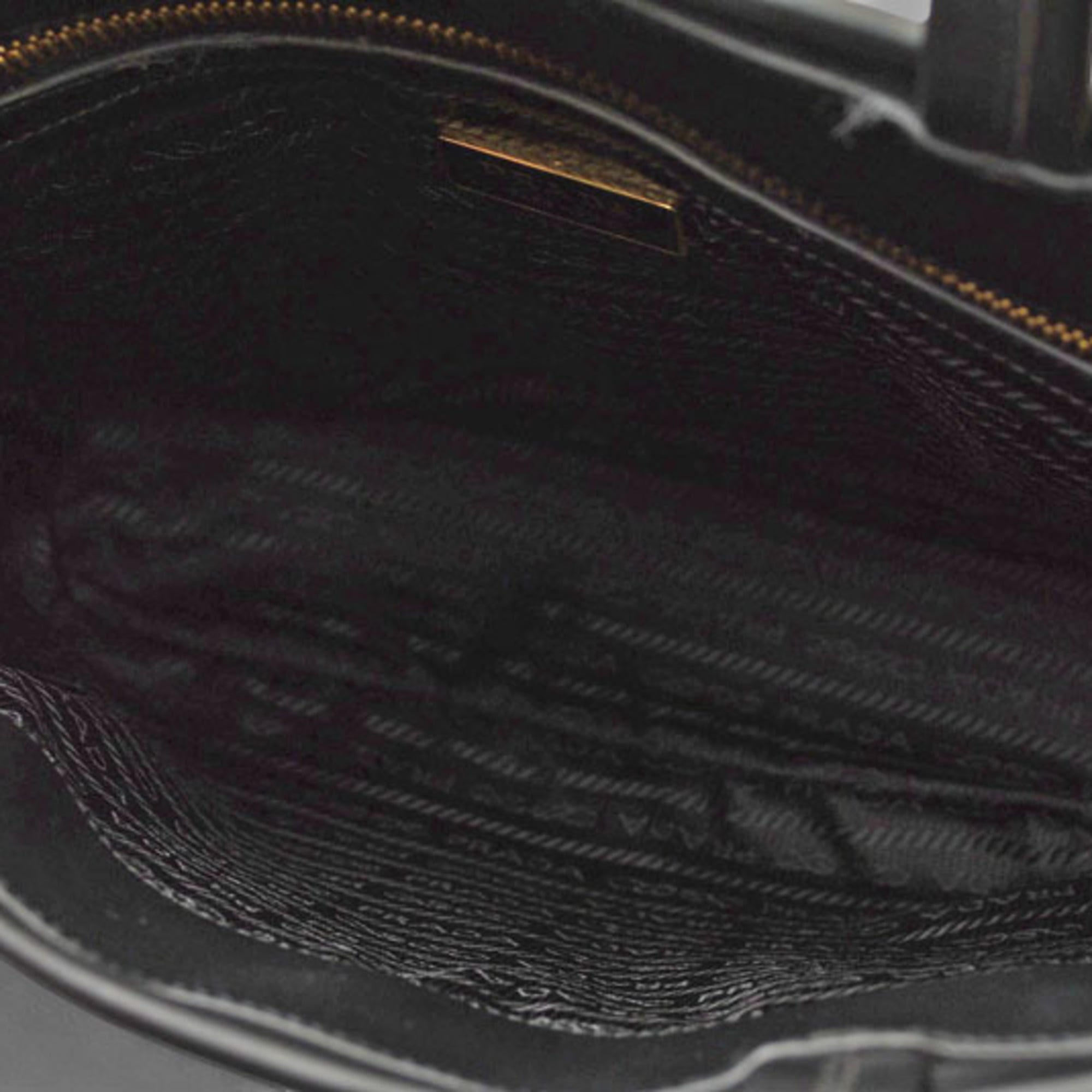 Prada Black Nylon Leather Handbag Shoulder Bag Tote Bag (Pre-Owned)