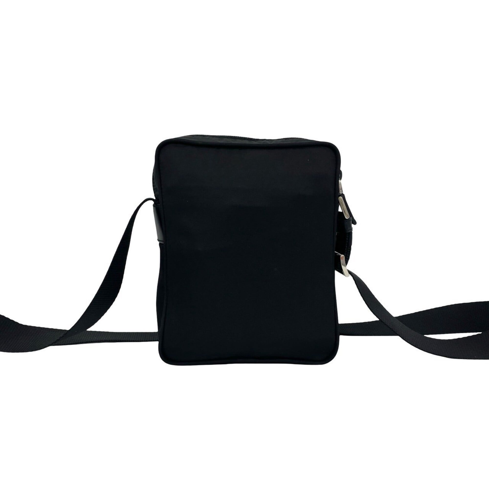 Prada Black Nylon Leather Pochette Shoulder Bag (Pre-Owned)