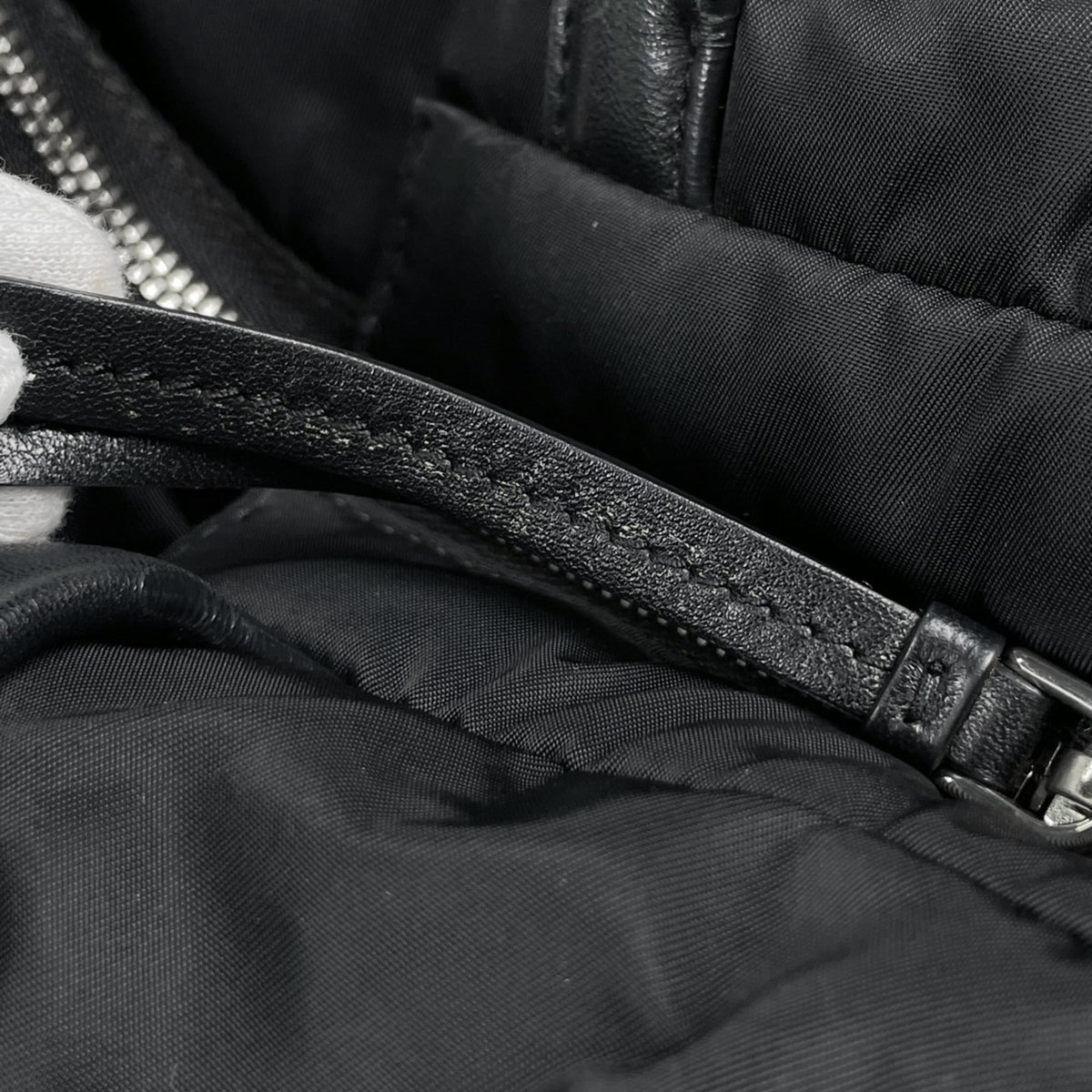 Prada Black Nylon Leather Handbag (Pre-Owned)
