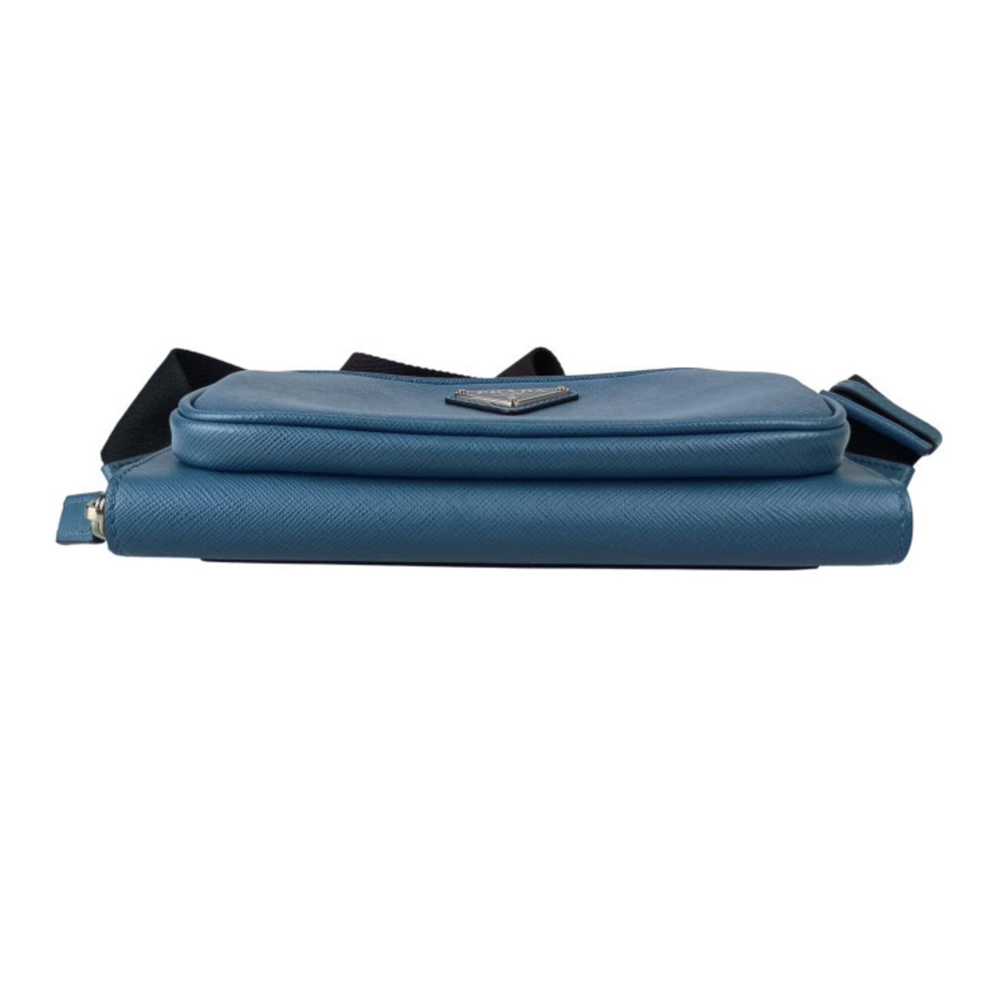 Prada Blue Saffiano Triangle Shoulder Bag Sling Bag (Pre-Owned)