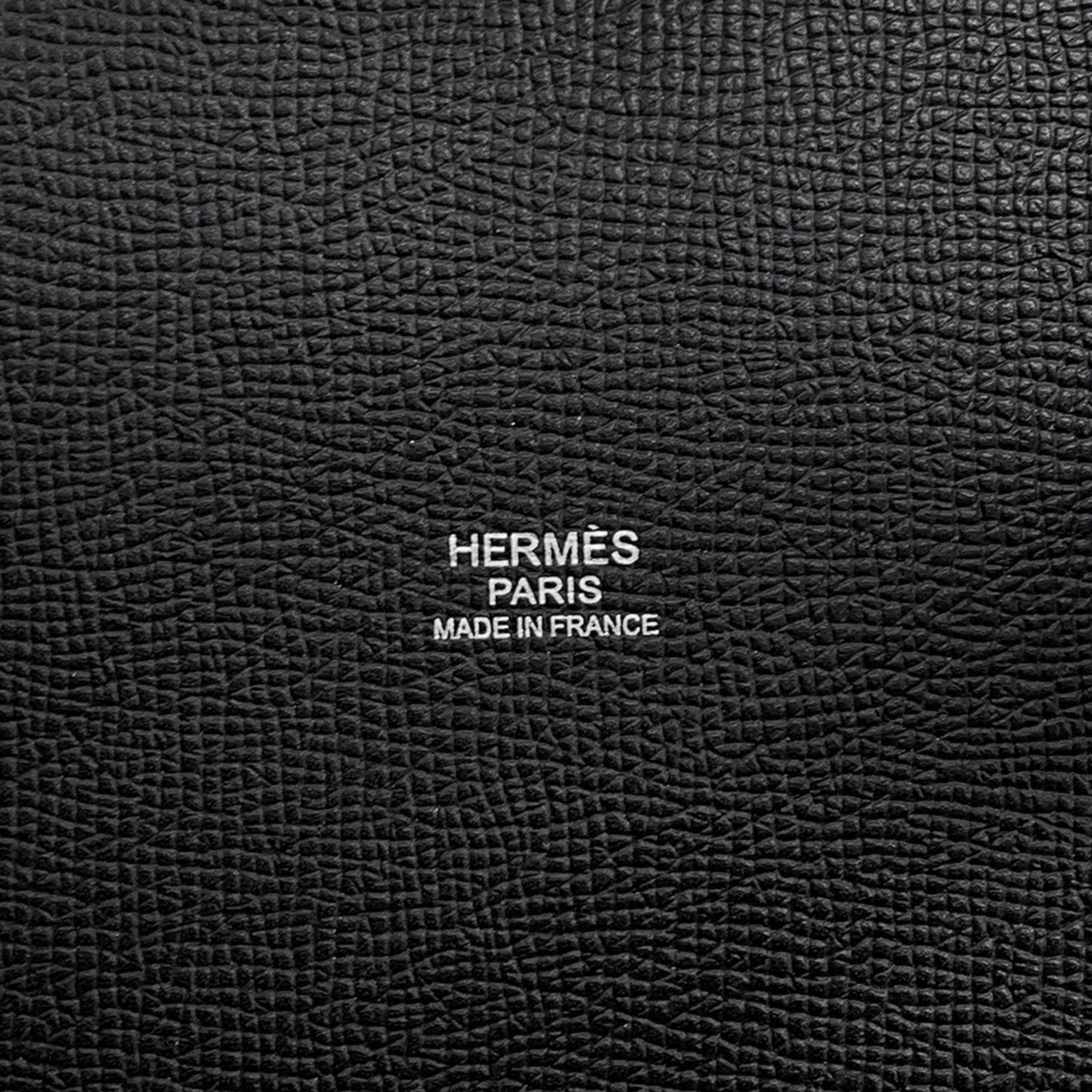 Hermes Kara Black Multi-Color Epsom Leather Silk Handbag (Pre-Owned)