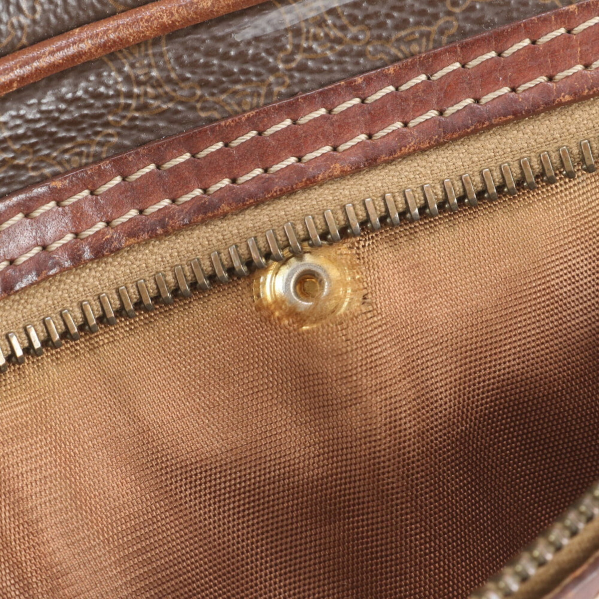 Celine Brown Leather Coated Canvas Clutch Bag Pouch (Pre-Owned)
