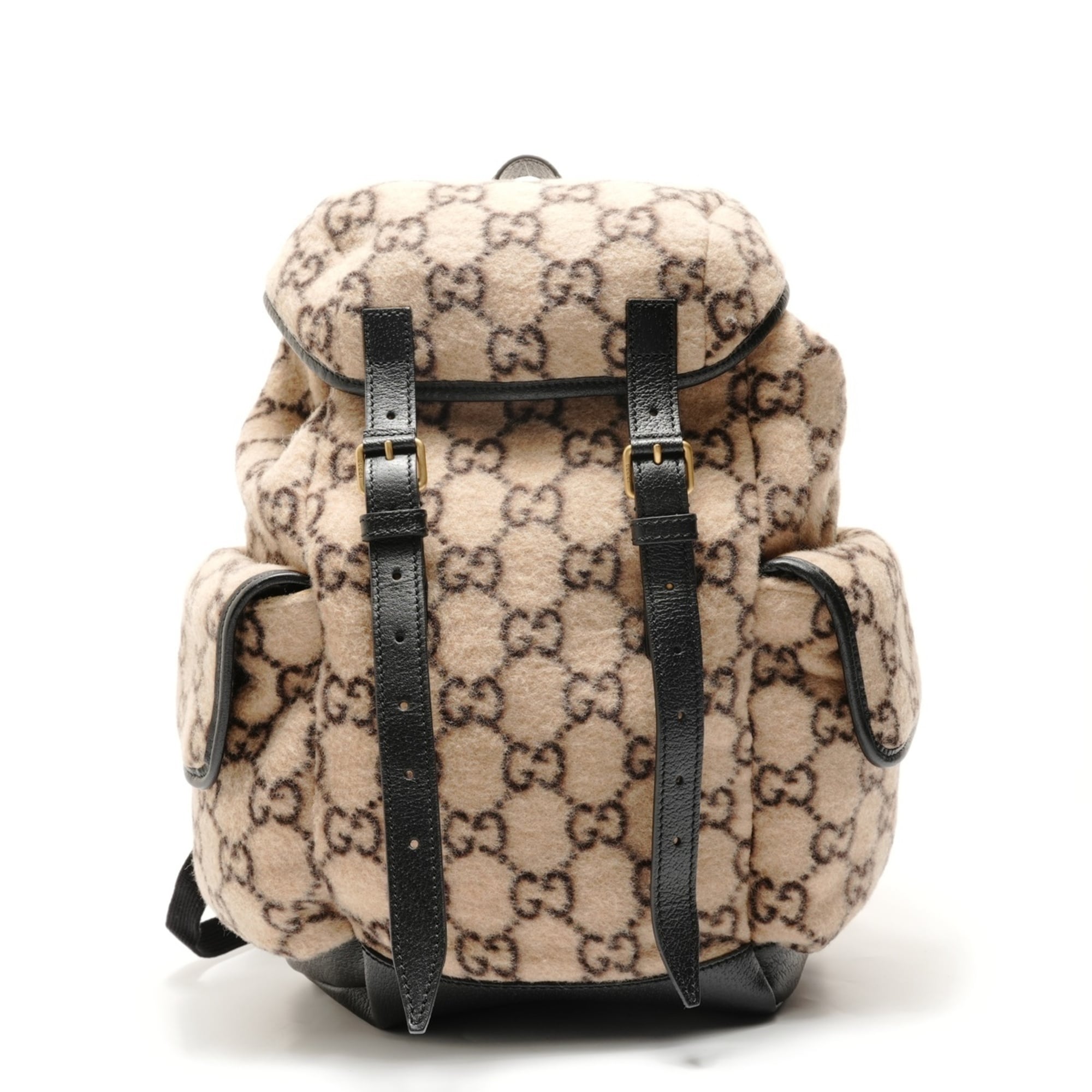 Gucci Beige Wool Leather Backpack (Pre-Owned)