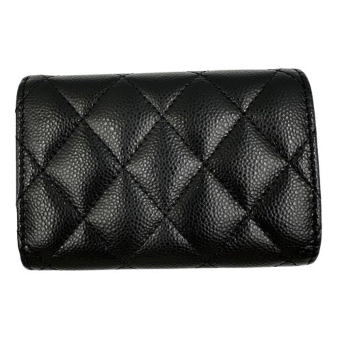 Chanel Black Grained Calfskin Wallet (Tri-Fold) (Pre-Owned)