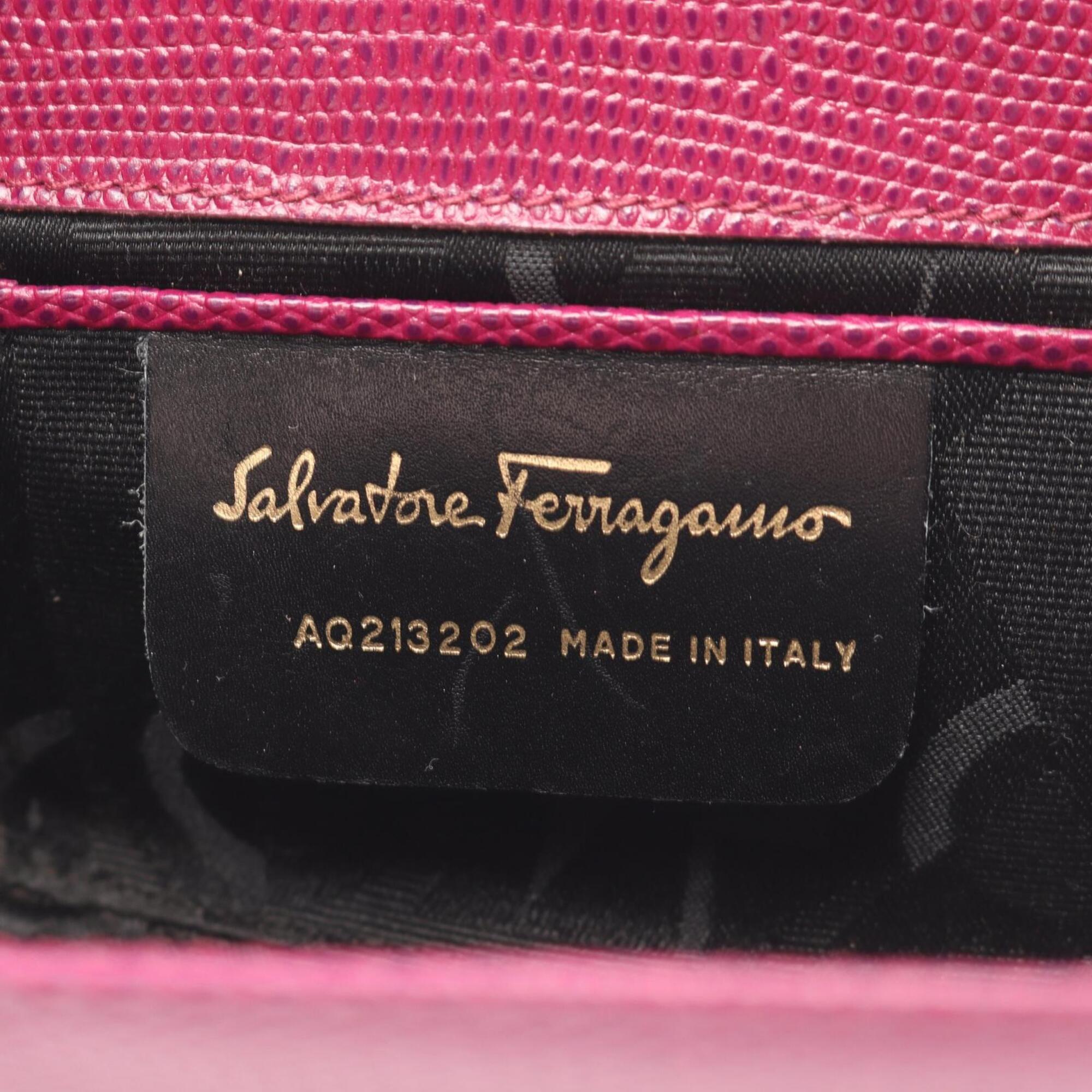 Salvatore Ferragamo Purple Leather Shoulder Bag (Pre-Owned)