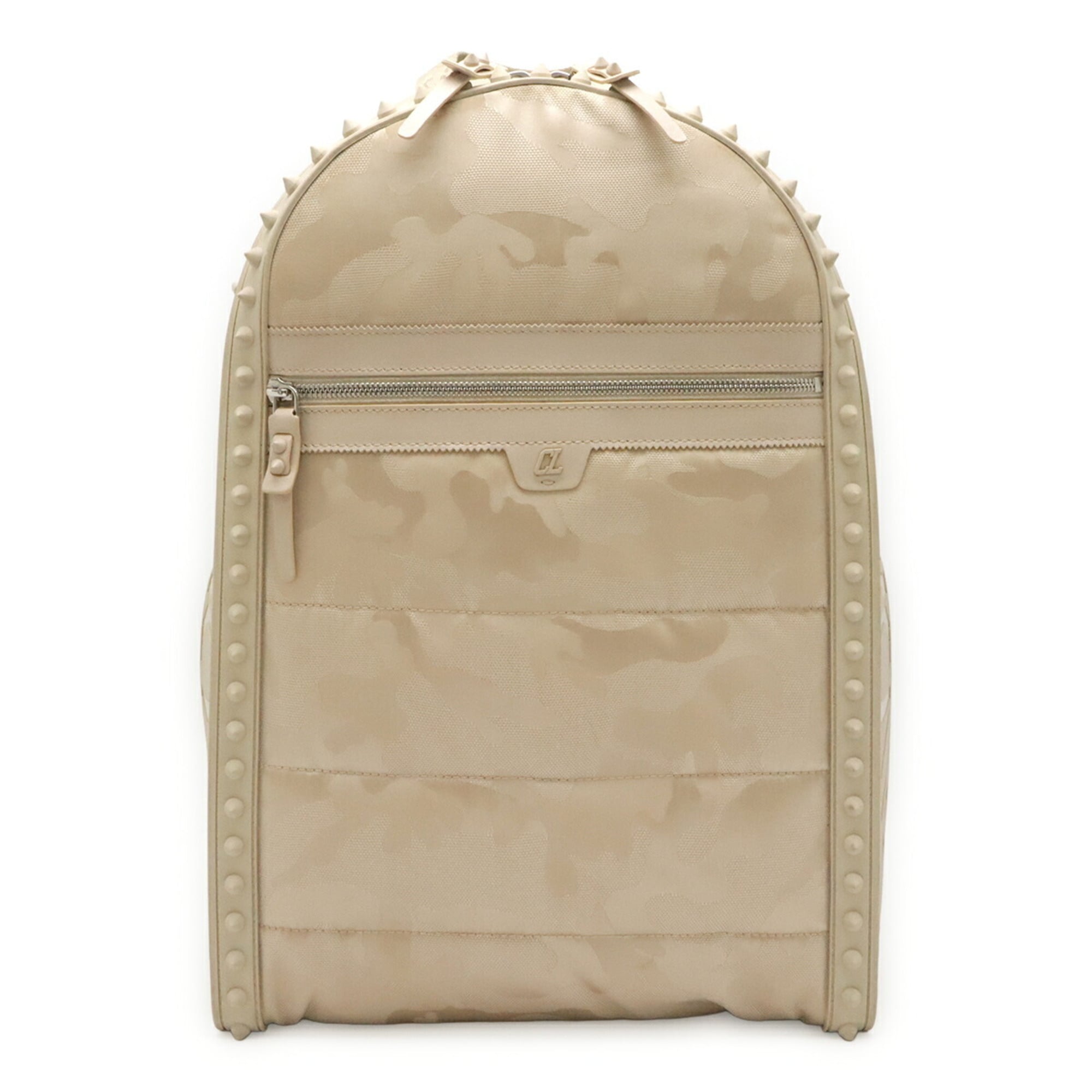 Christian Louboutin Beige Black Nylon Rubber Leather Backpack (Pre-Owned)